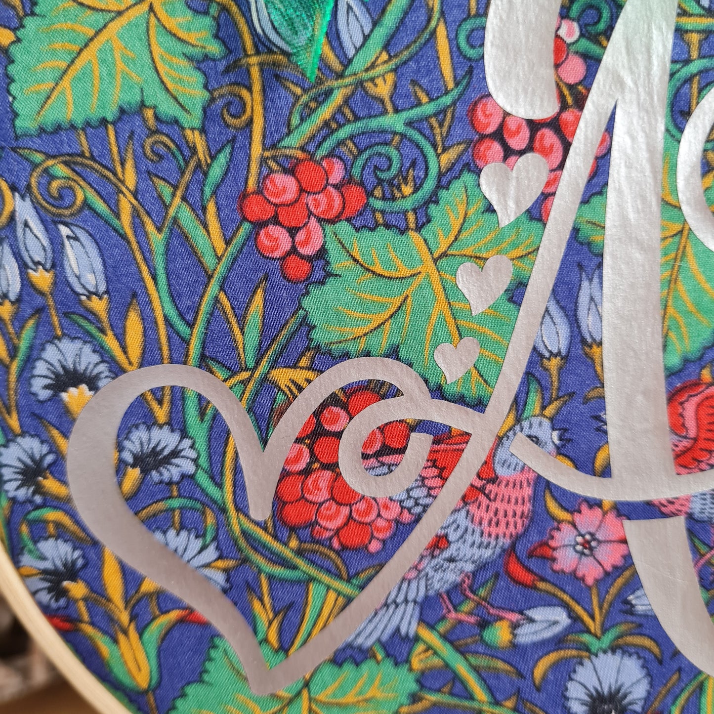 Vintage Liberty hanging hoop with letter A