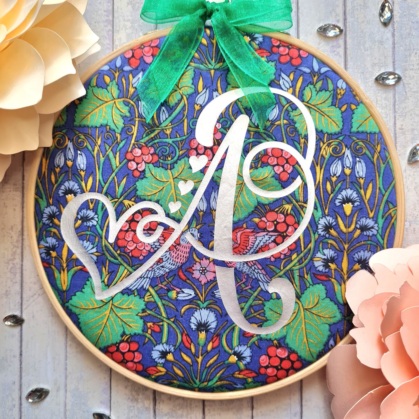 Vintage Liberty hanging hoop with letter A