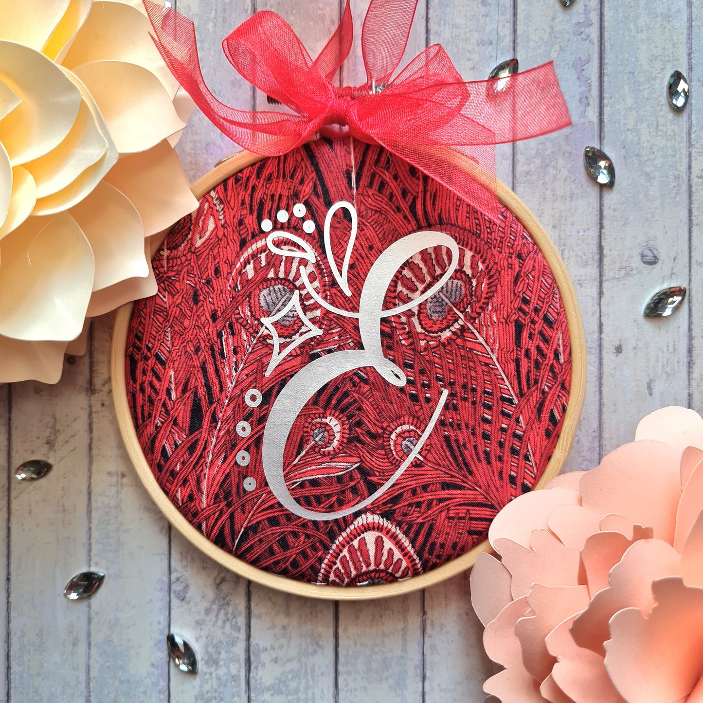 Vintage Liberty hanging hoop with letter E
