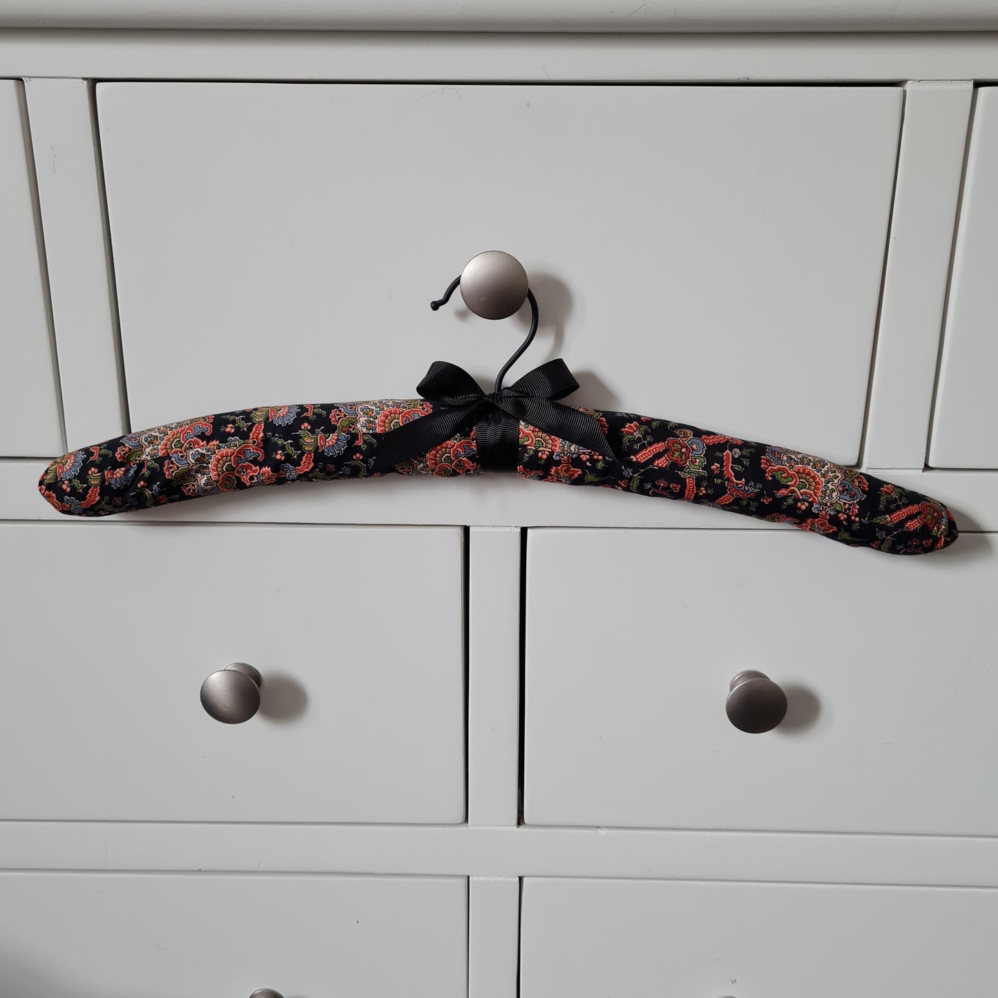 Vintage Liberty black paisley print padded clothes hanger