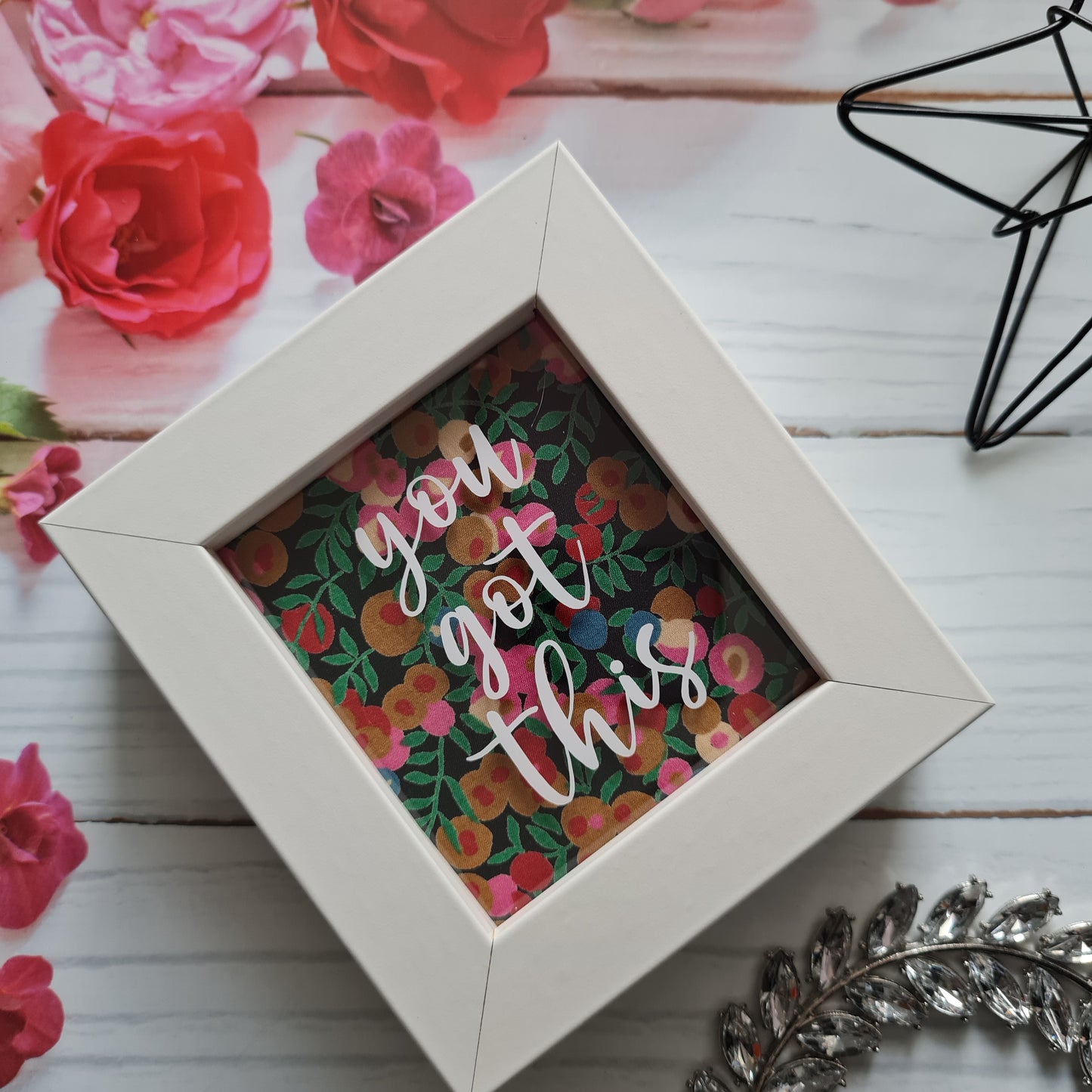 Vintage Liberty print mini shadow box with you got this quote