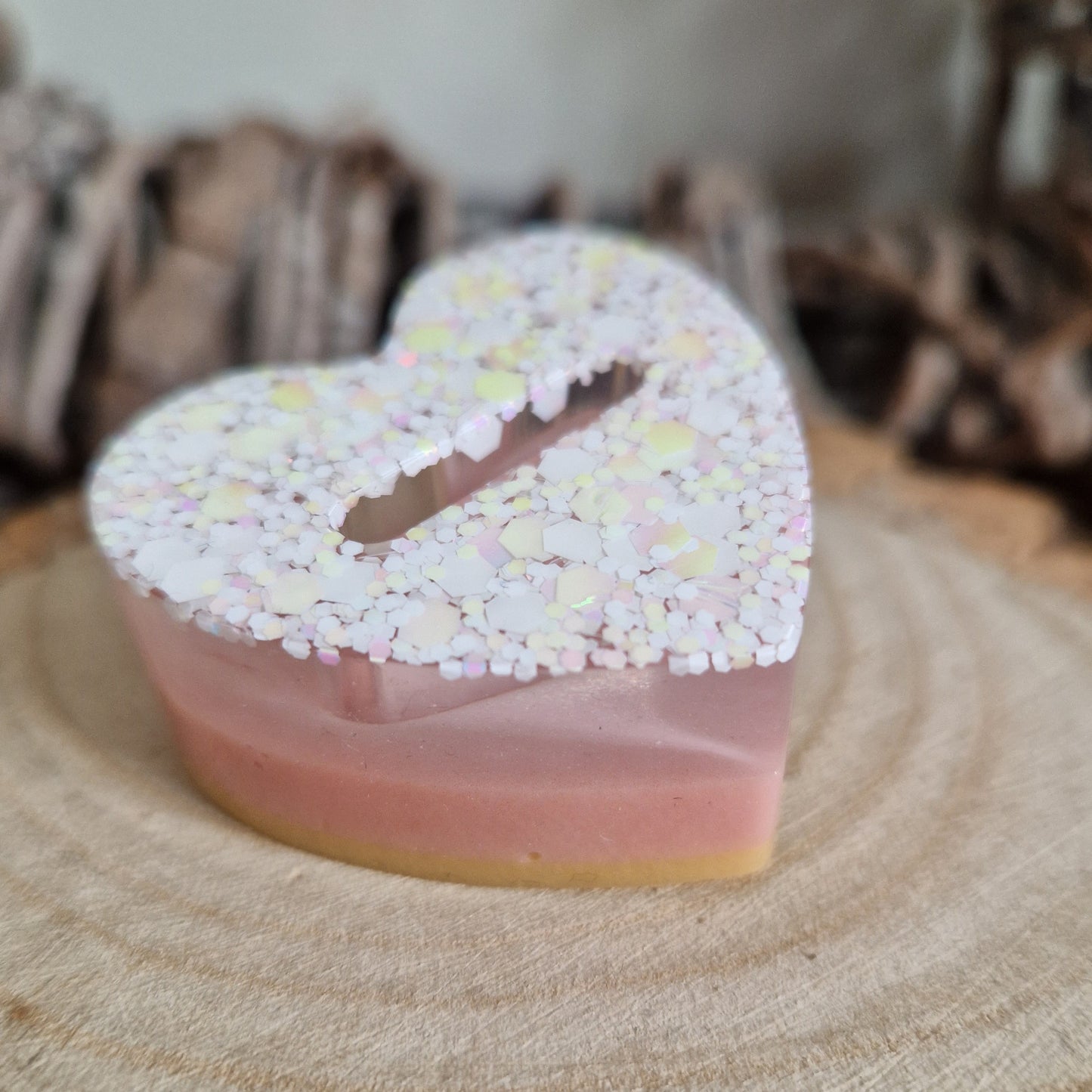 Resin Ring Holder - White Glitter Heart