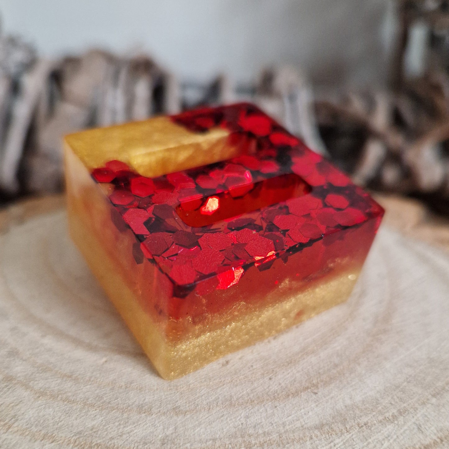 Resin Ring Holder - Red Gold