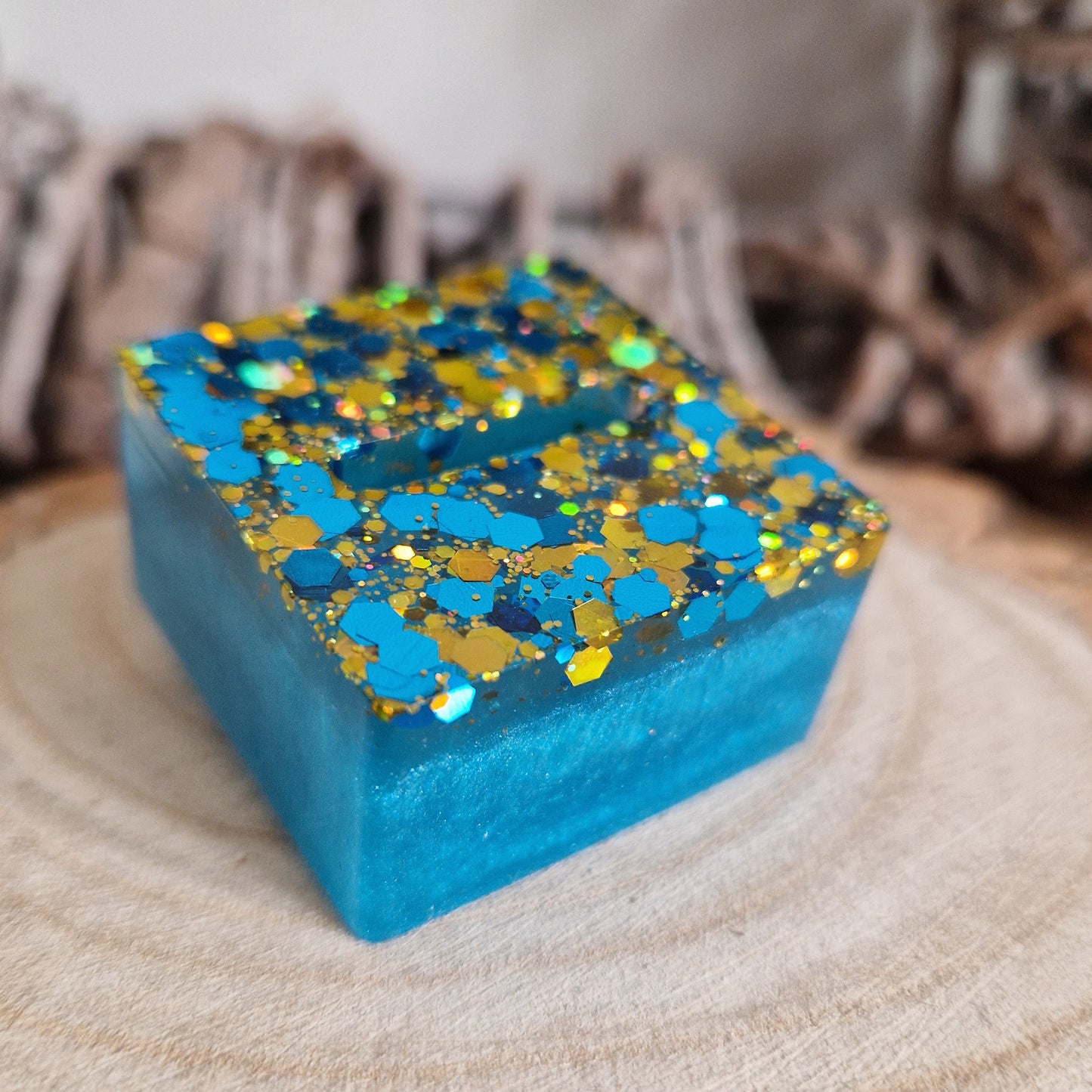 Resin Ring Holder - Turquoise Gold