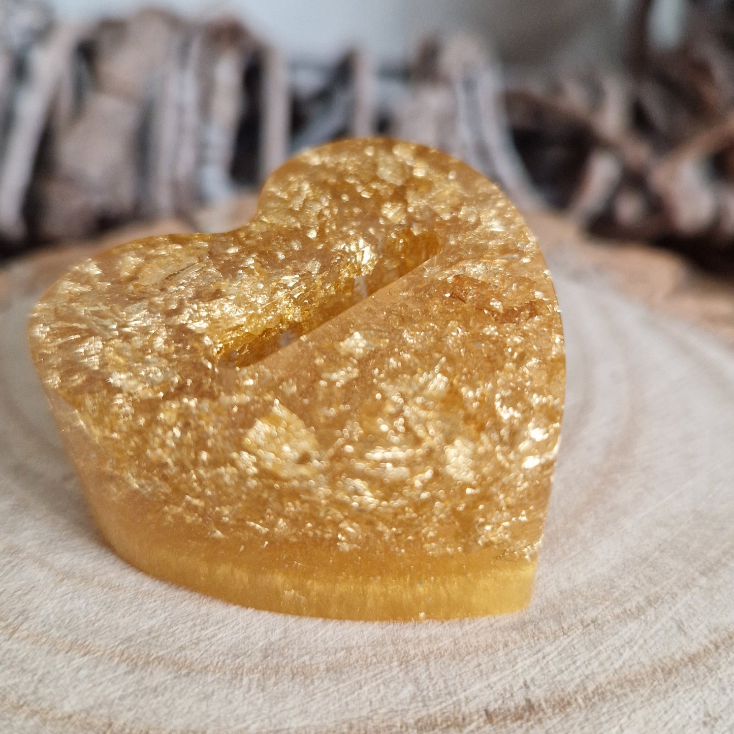 Resin Ring Holder - Gold Glitter Heart