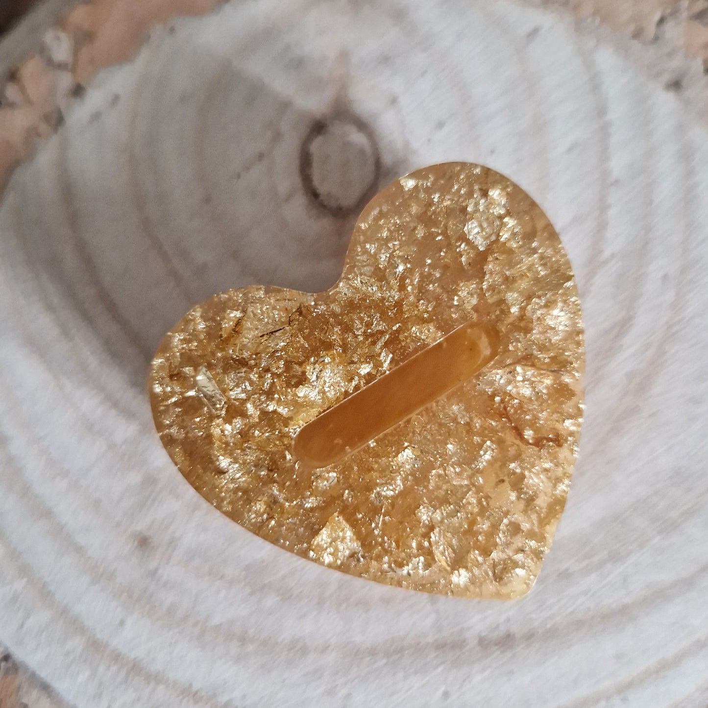 Resin Ring Holder - Gold Glitter Heart
