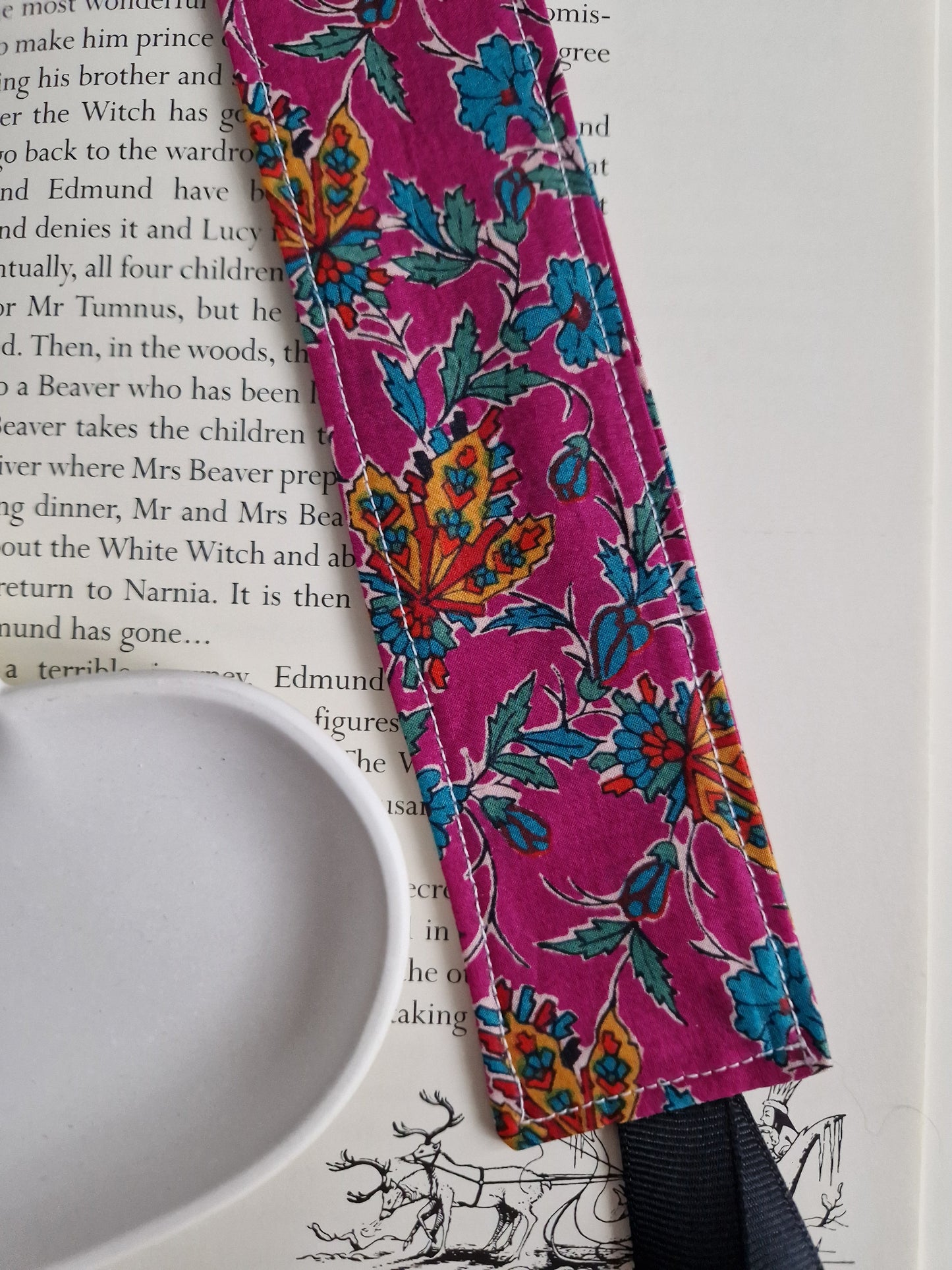 Vintage Liberty pink and yellow floral print bookmark