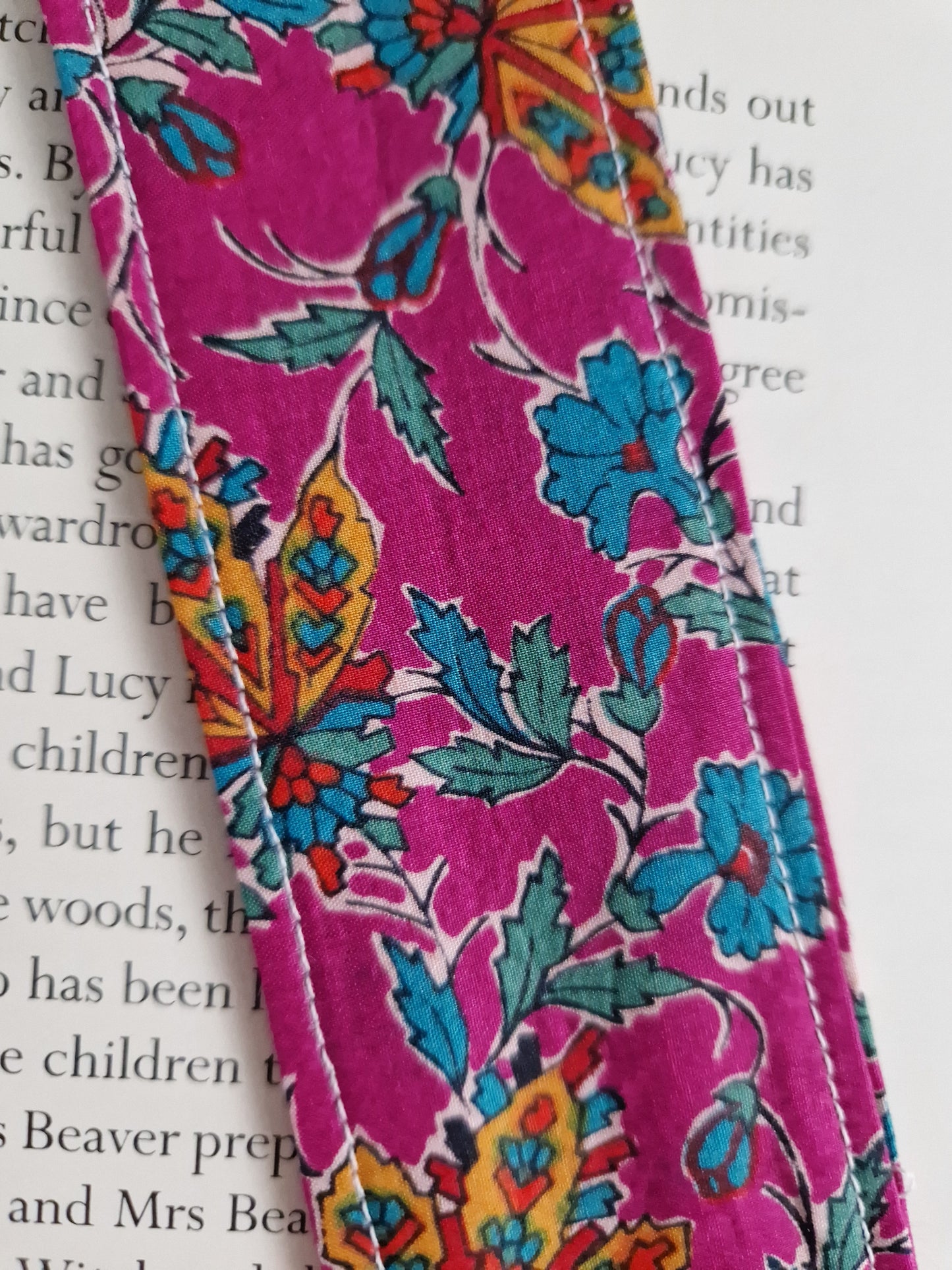 Vintage Liberty pink and yellow floral print bookmark