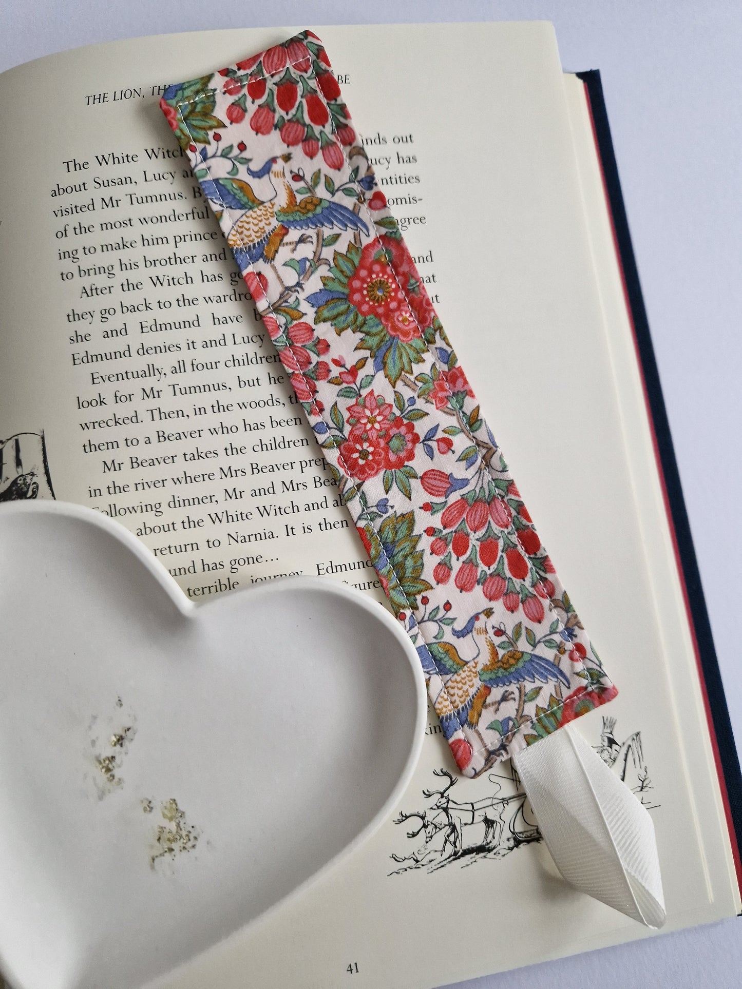 Vintage Liberty pink bird print bookmark