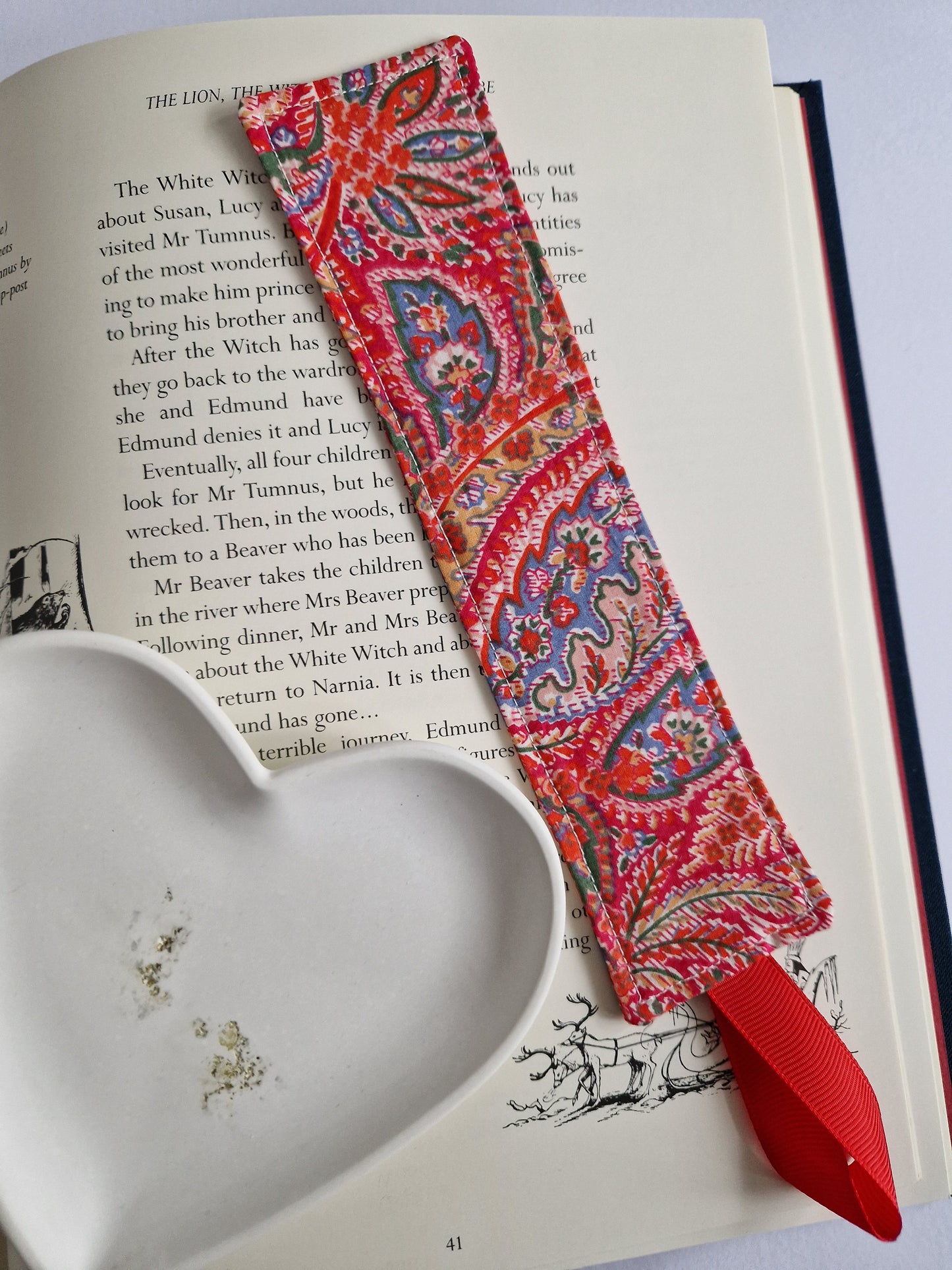 Vintage Liberty red paisley print bookmark