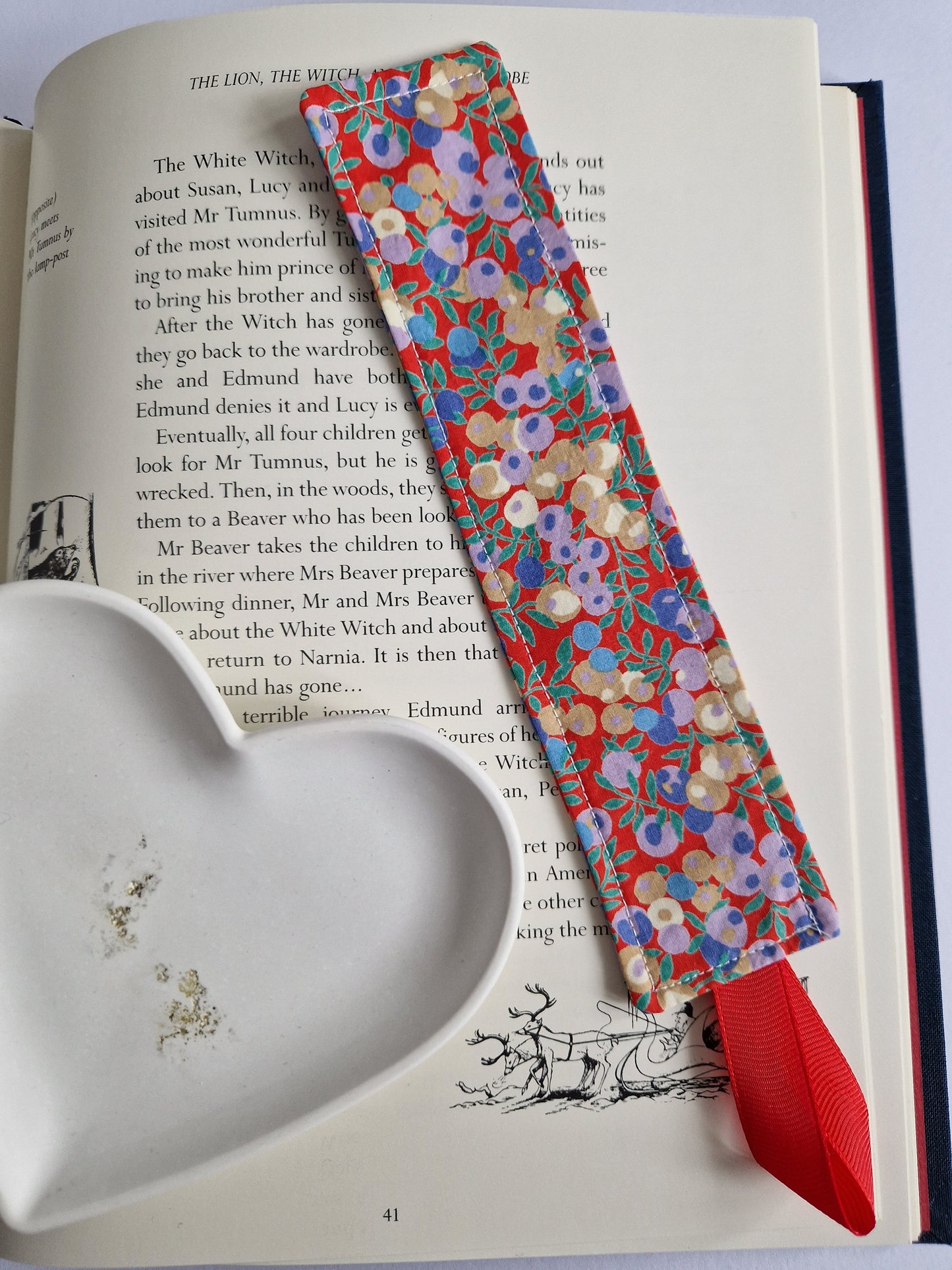 Vintage Liberty red berry print bookmark