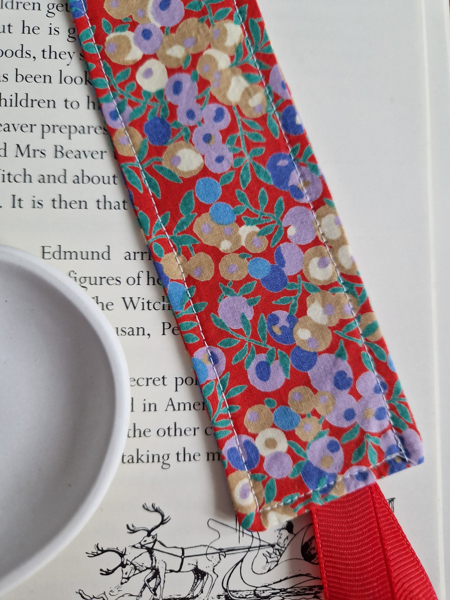 Vintage Liberty red berry print bookmark