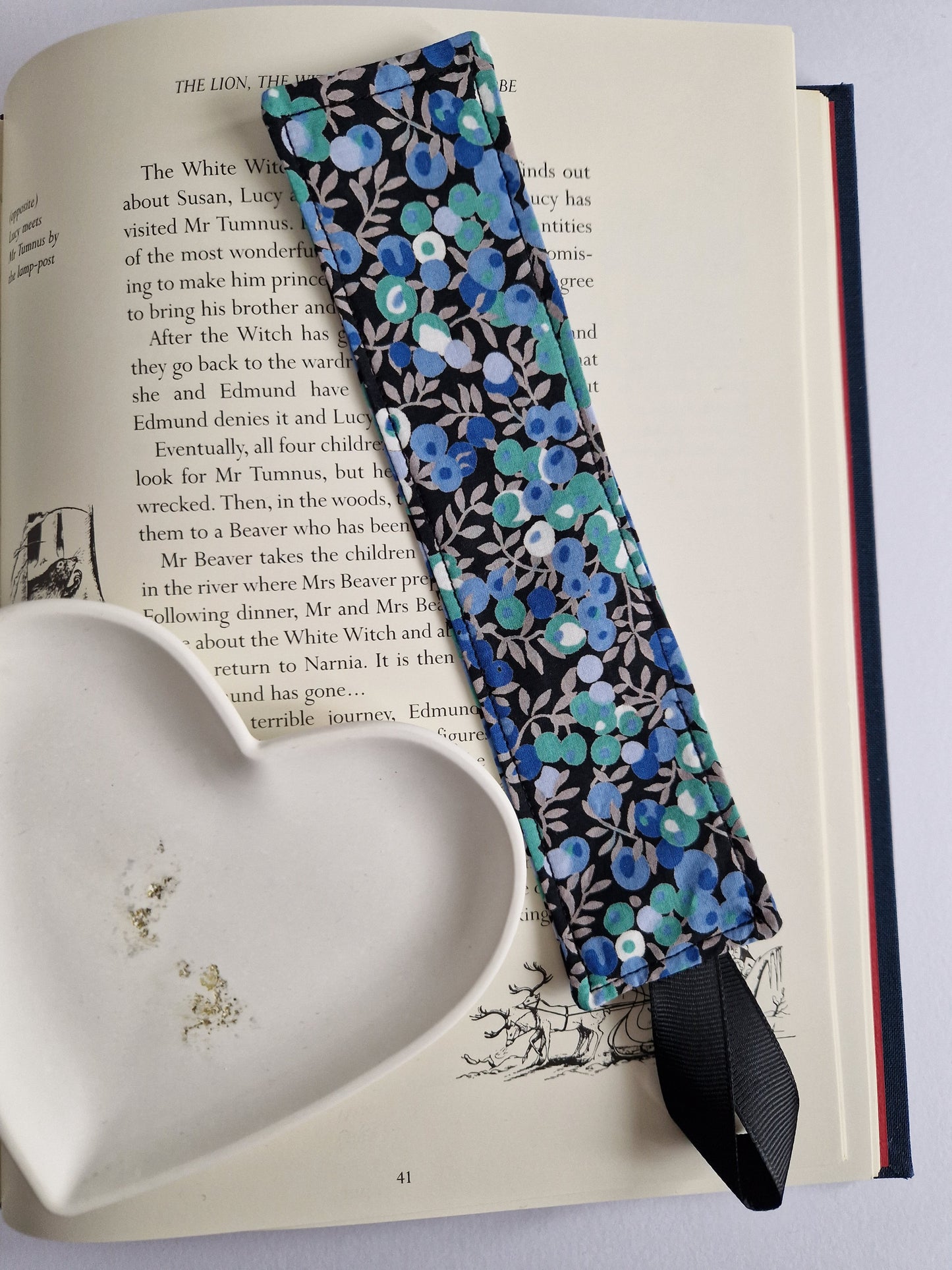 Vintage Liberty blue berry floral print bookmark