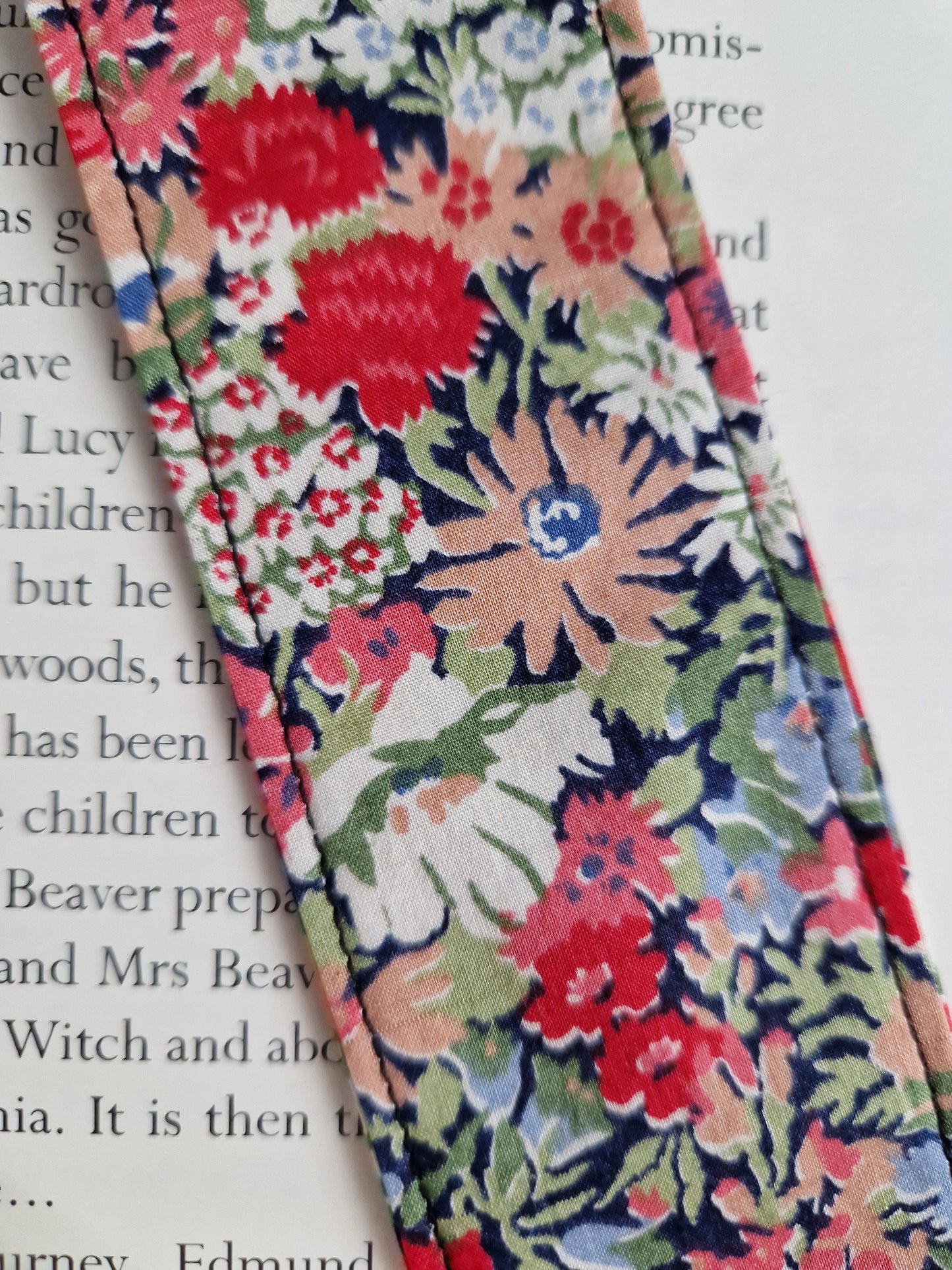 Vintage Liberty peach floral print bookmark