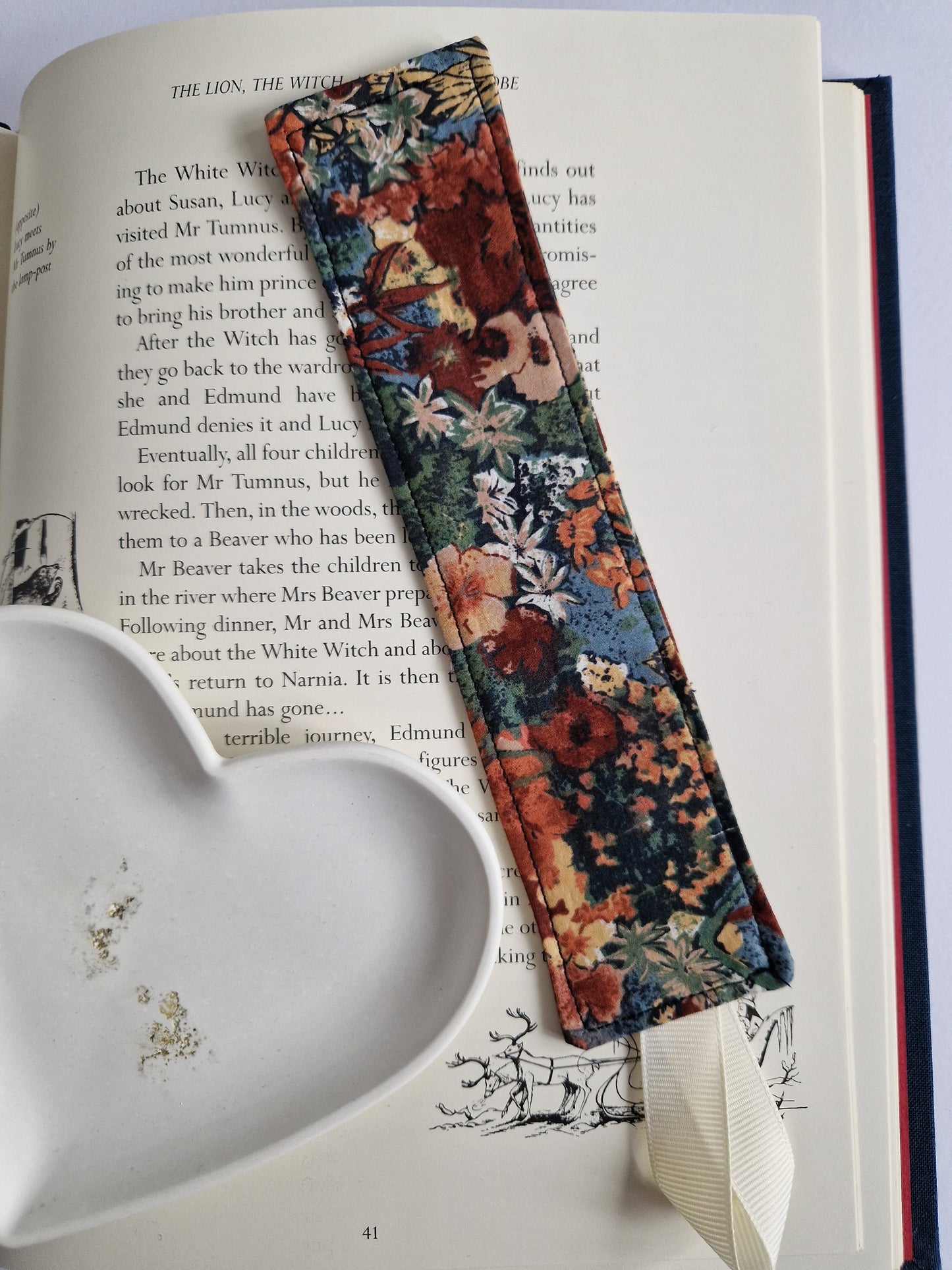 Vintage Liberty brown watercolour floral print bookmark