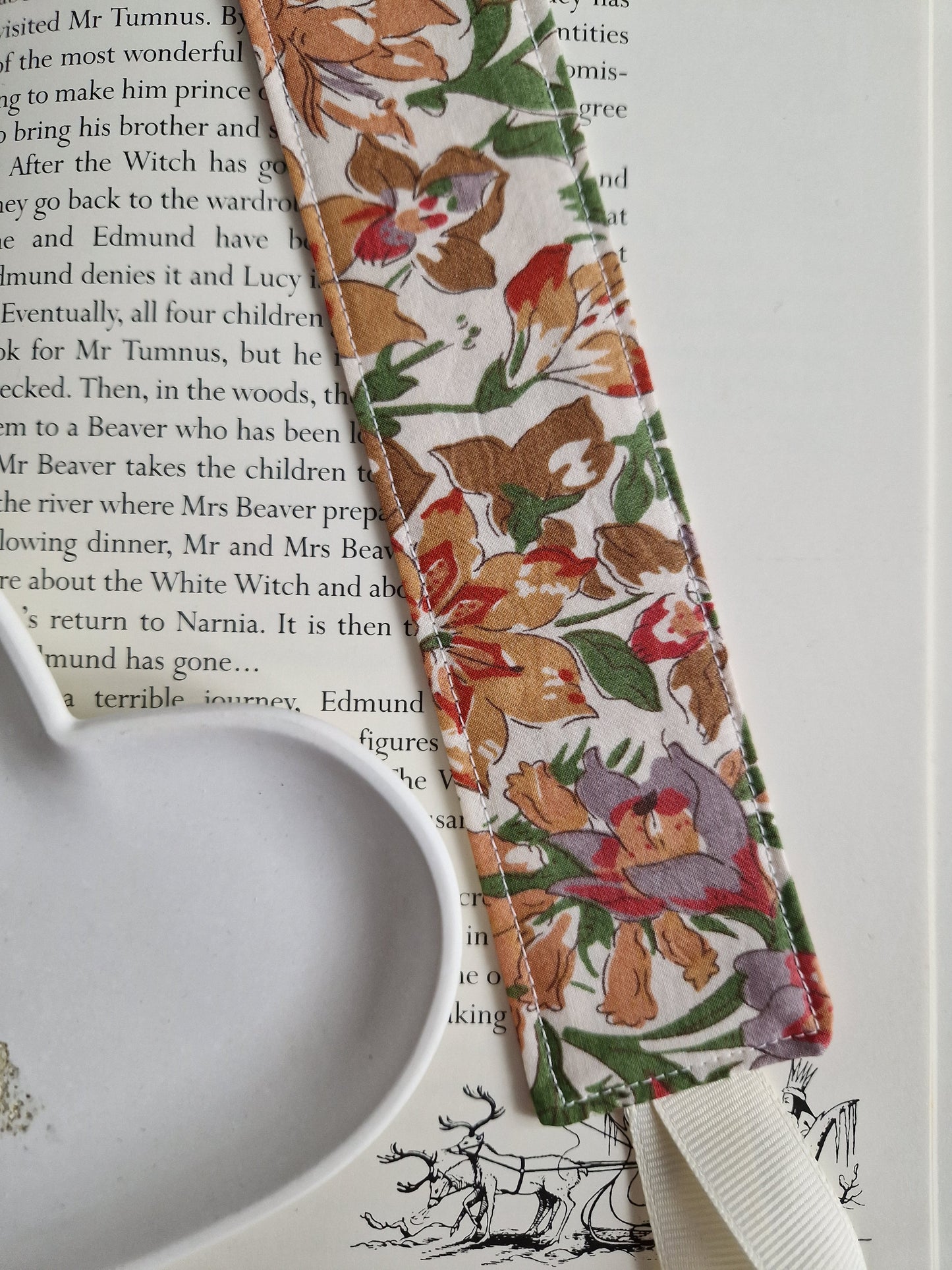 Vintage Liberty peach floral print bookmark