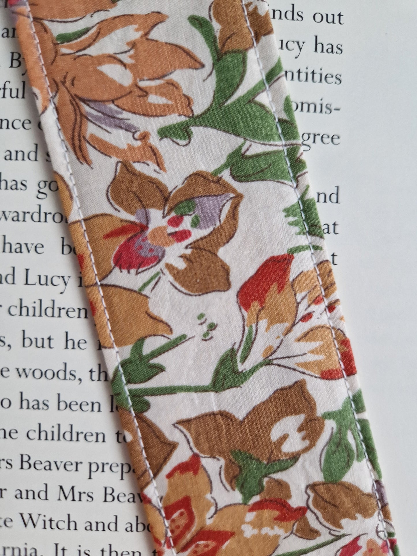 Vintage Liberty peach floral print bookmark