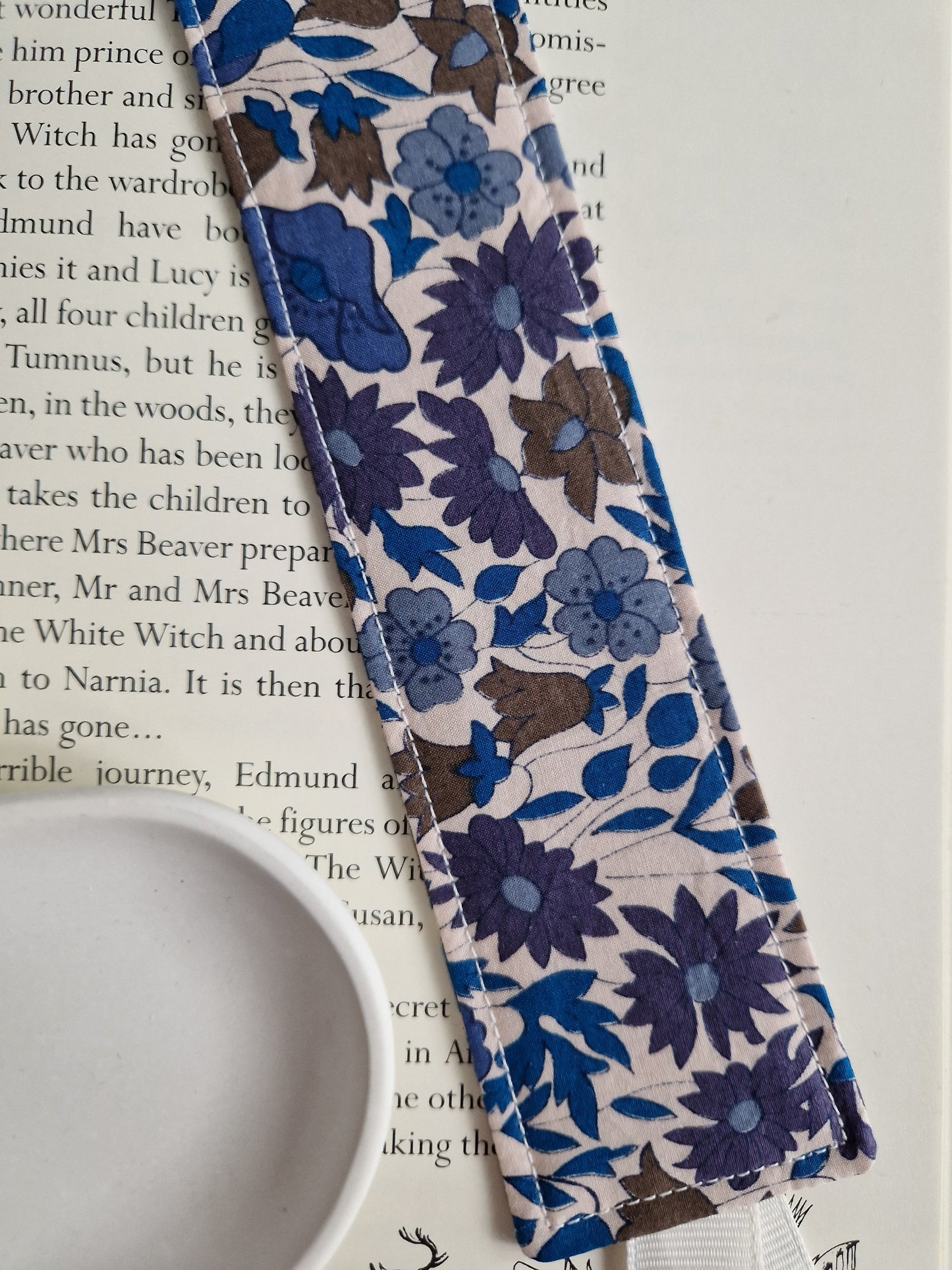 Vintage Liberty blue and brown floral print bookmark