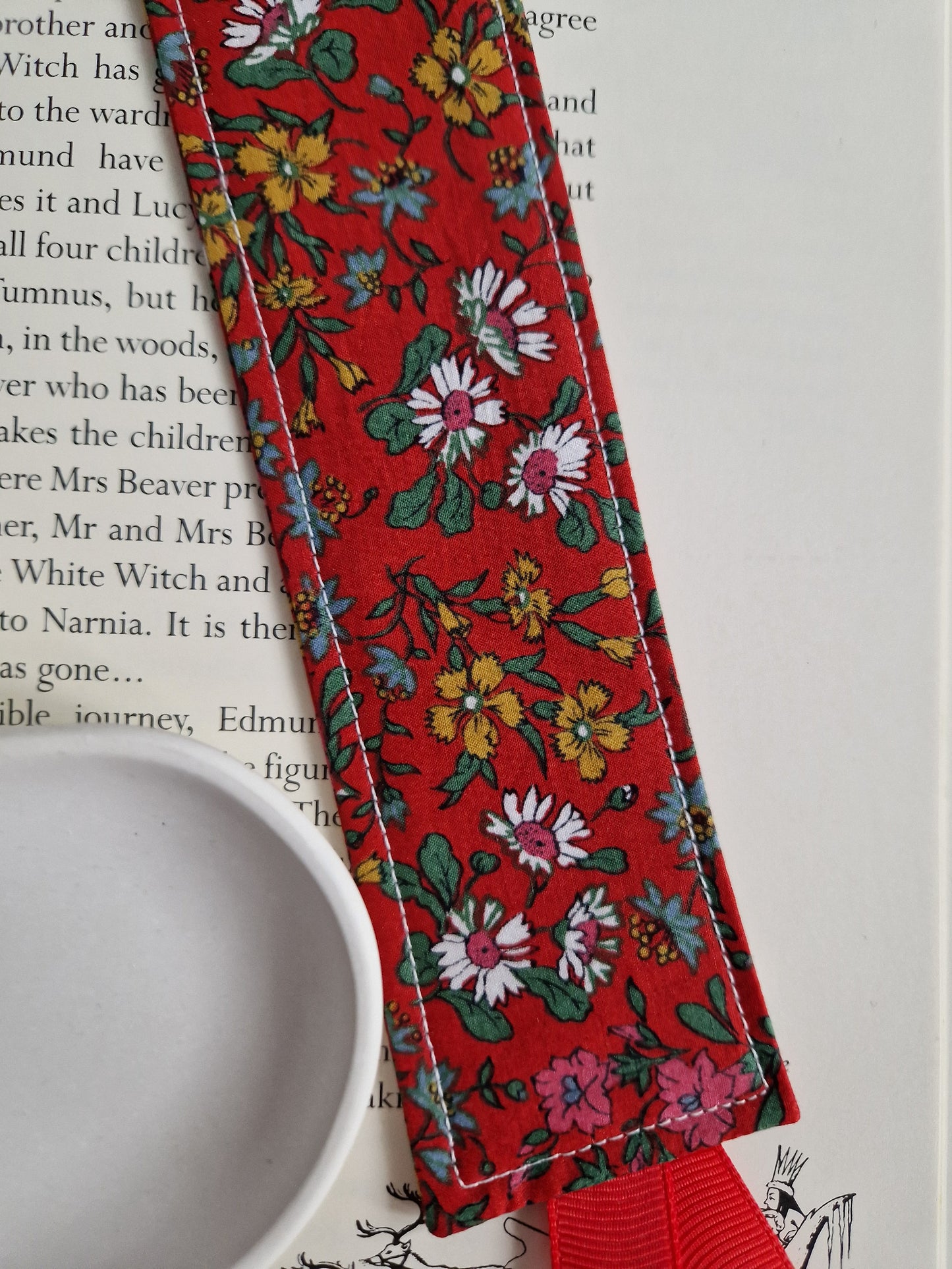 Vintage Liberty red floral print bookmark