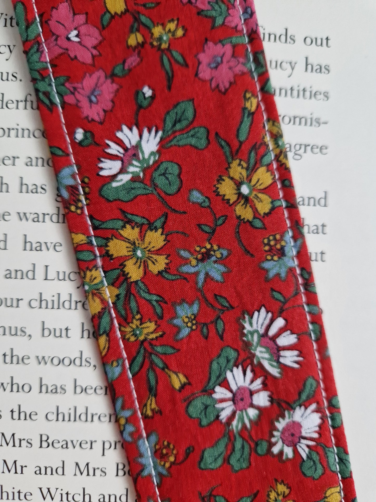Vintage Liberty red floral print bookmark