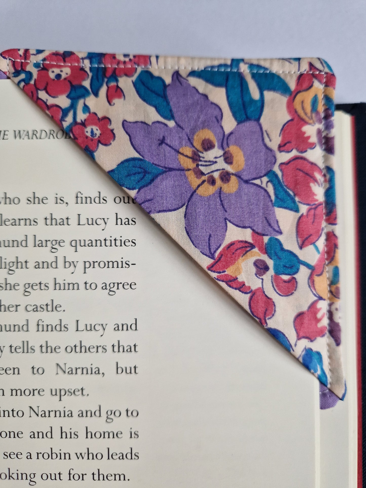 Vintage Liberty lilac floral print corner bookmark