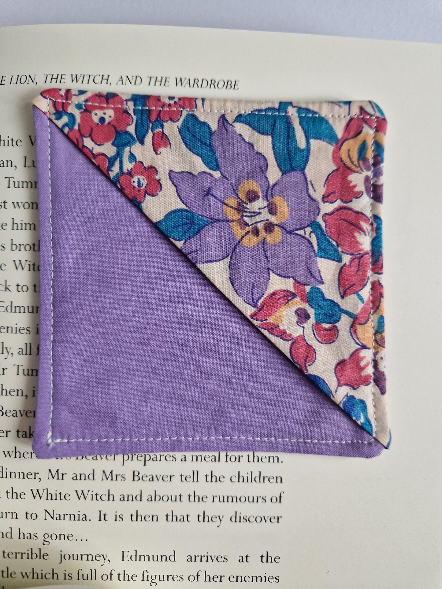 Vintage Liberty lilac floral print corner bookmark