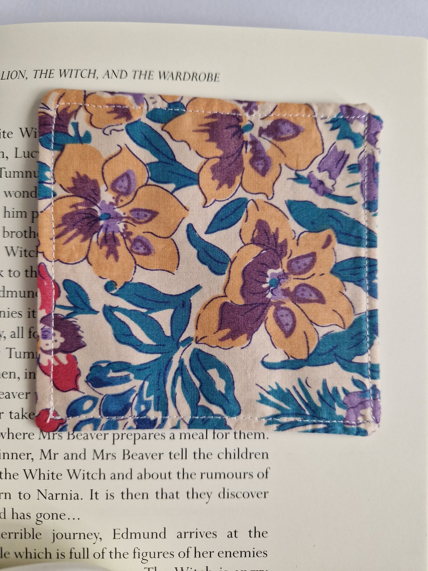 Vintage Liberty lilac floral print corner bookmark