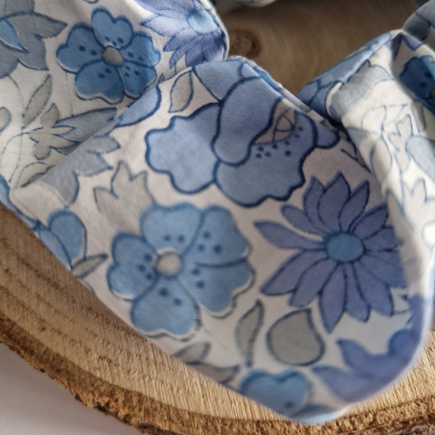 Vintage Liberty hair scrunchie - light blue floral print