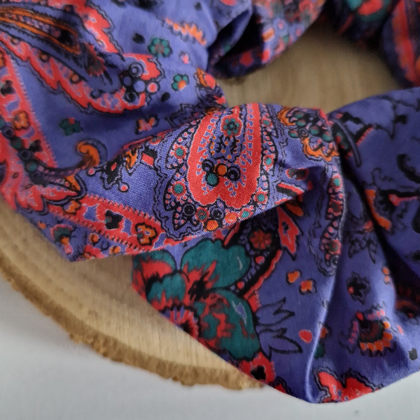Vintage Liberty hair scrunchie - purple paisley print