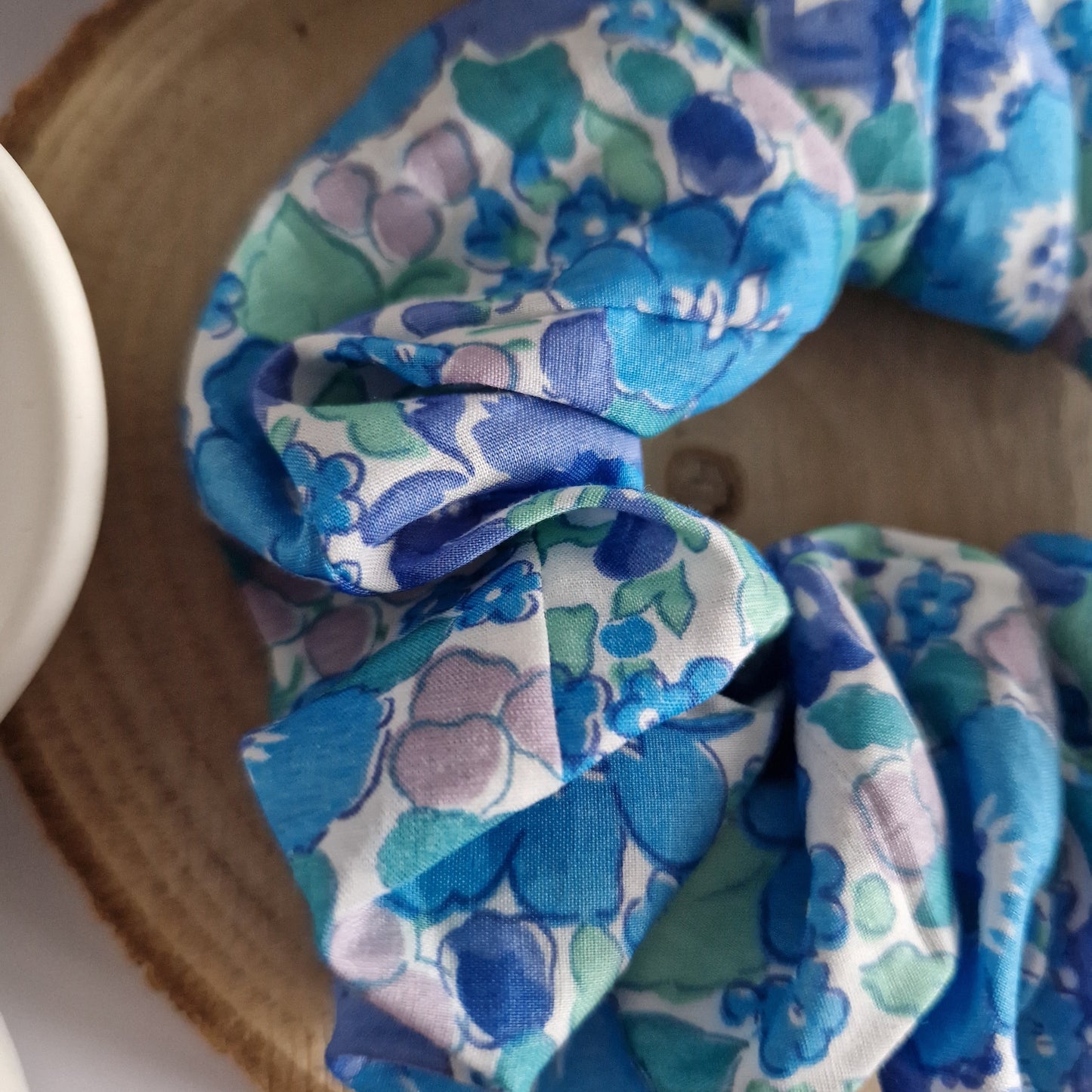 Vintage Liberty hair scrunchie - turquoise floral print