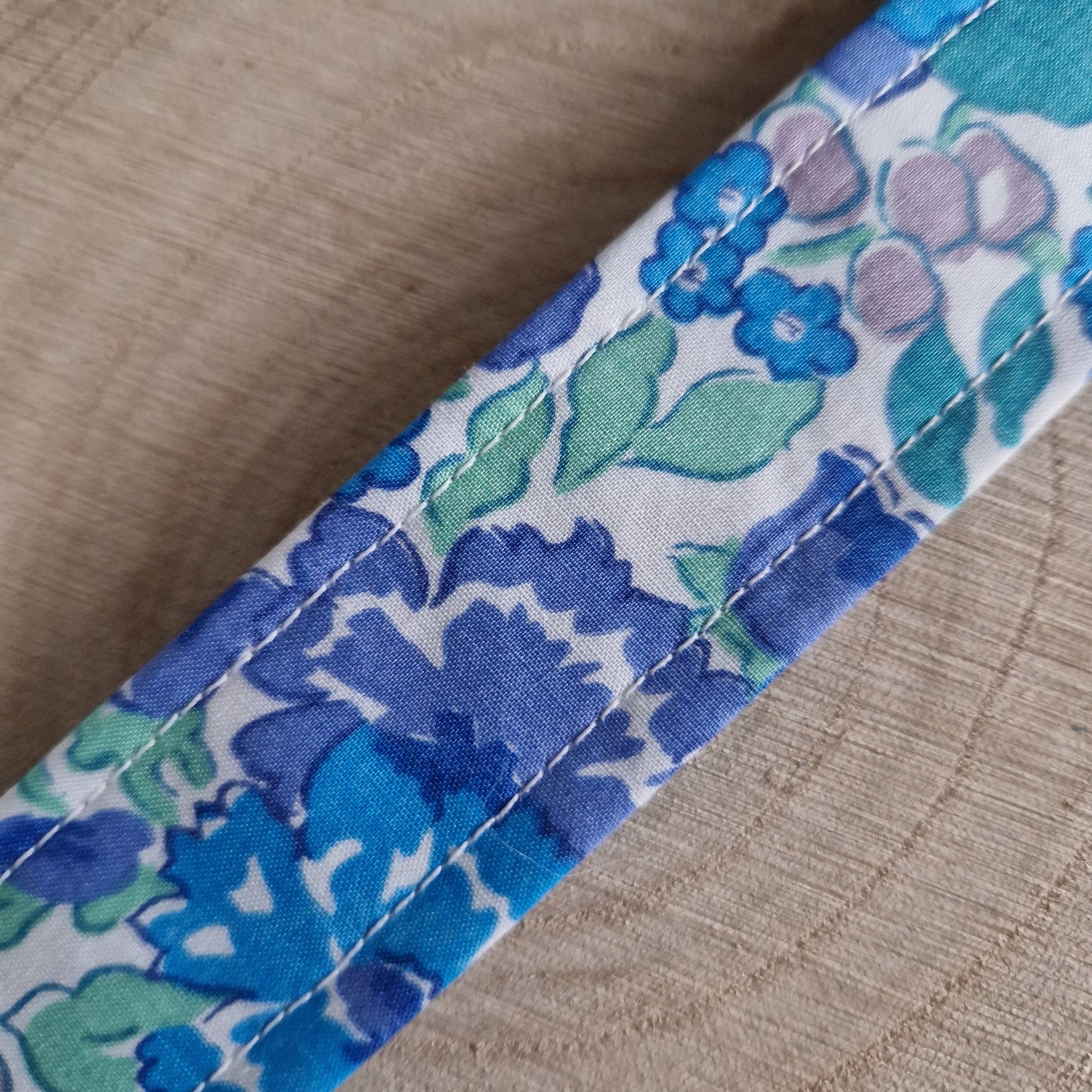 Vintage Liberty wrist keyring in blue floral print