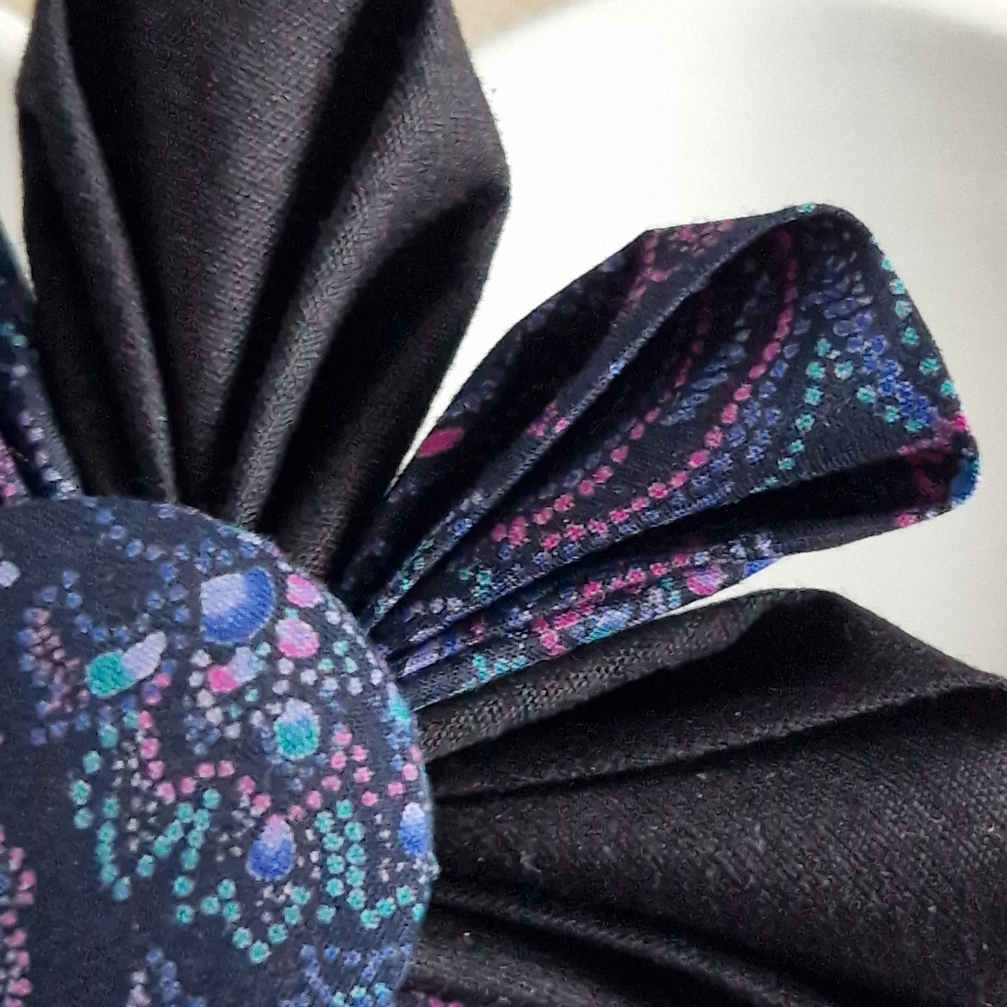 Helena - Vintage Liberty fabric kanzashi-style flower brooch - purple and black paisley print