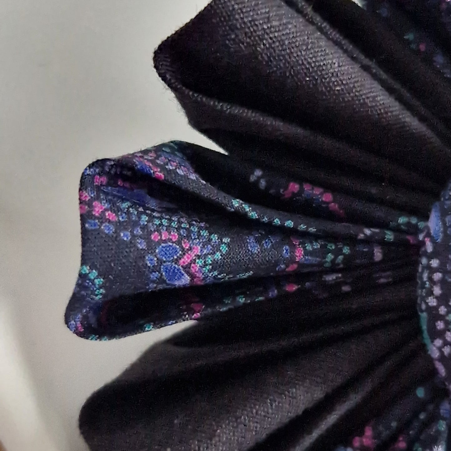 Helena - Vintage Liberty fabric kanzashi-style flower brooch - purple and black paisley print