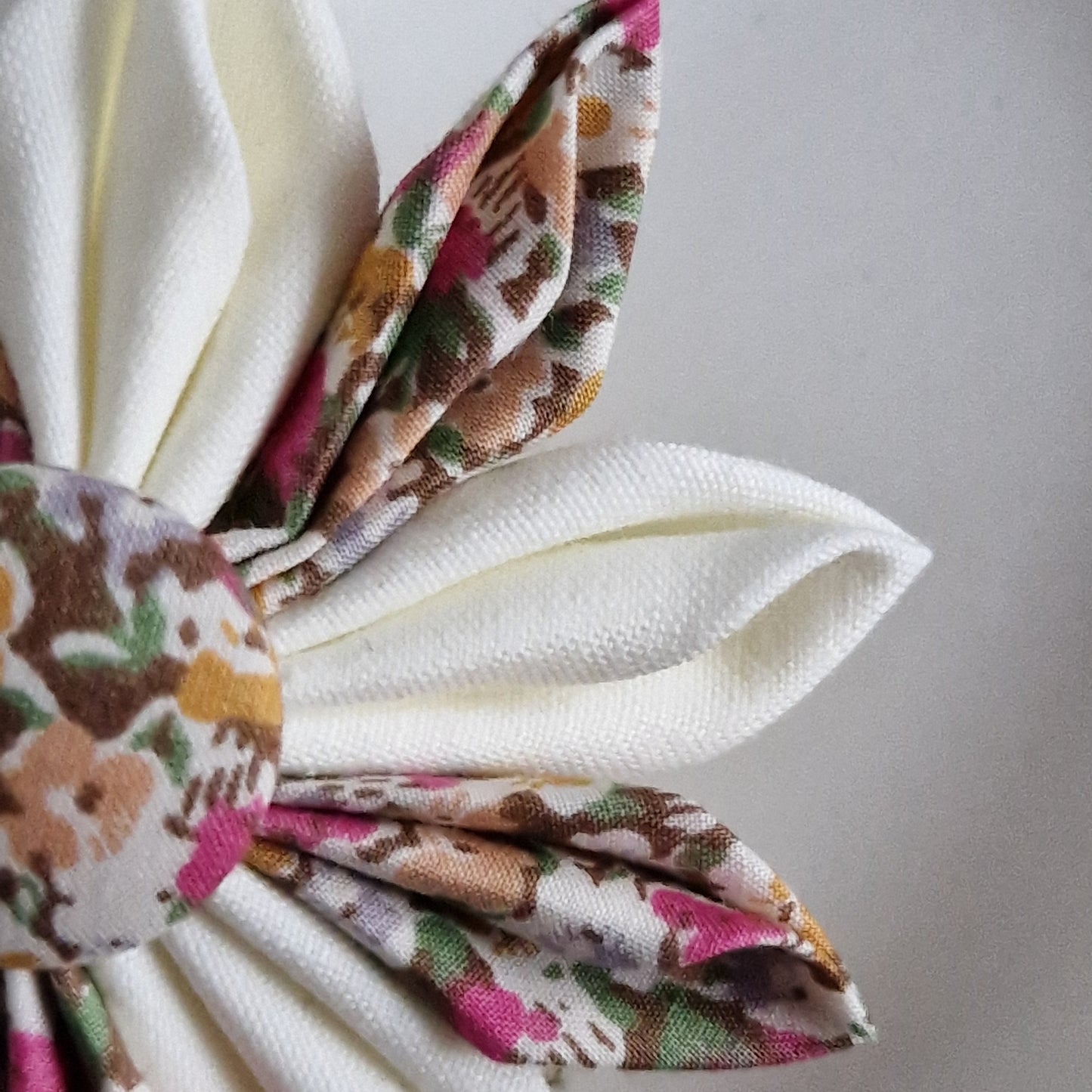 Jennifer - Vintage Liberty fabric kanzashi-style flower brooch - ditsy floral print with cream