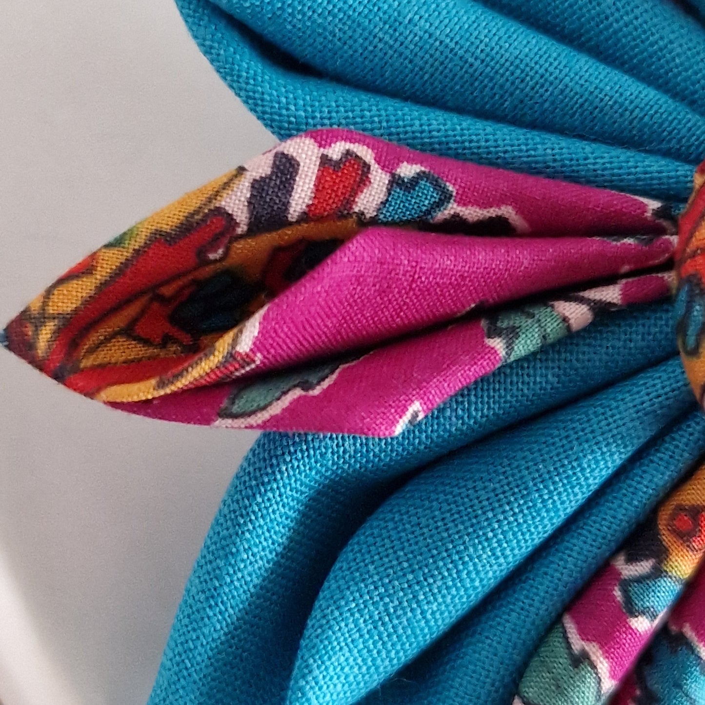 Olivia - Vintage Liberty fabric kanzashi-style flower brooch - deep pink floral print with turquoise