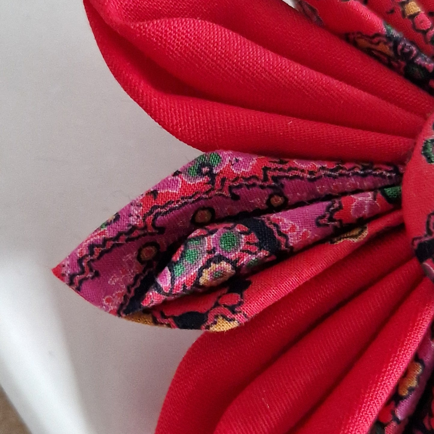 Georgina - Vintage Liberty fabric kanzashi-style flower brooch - red floral print