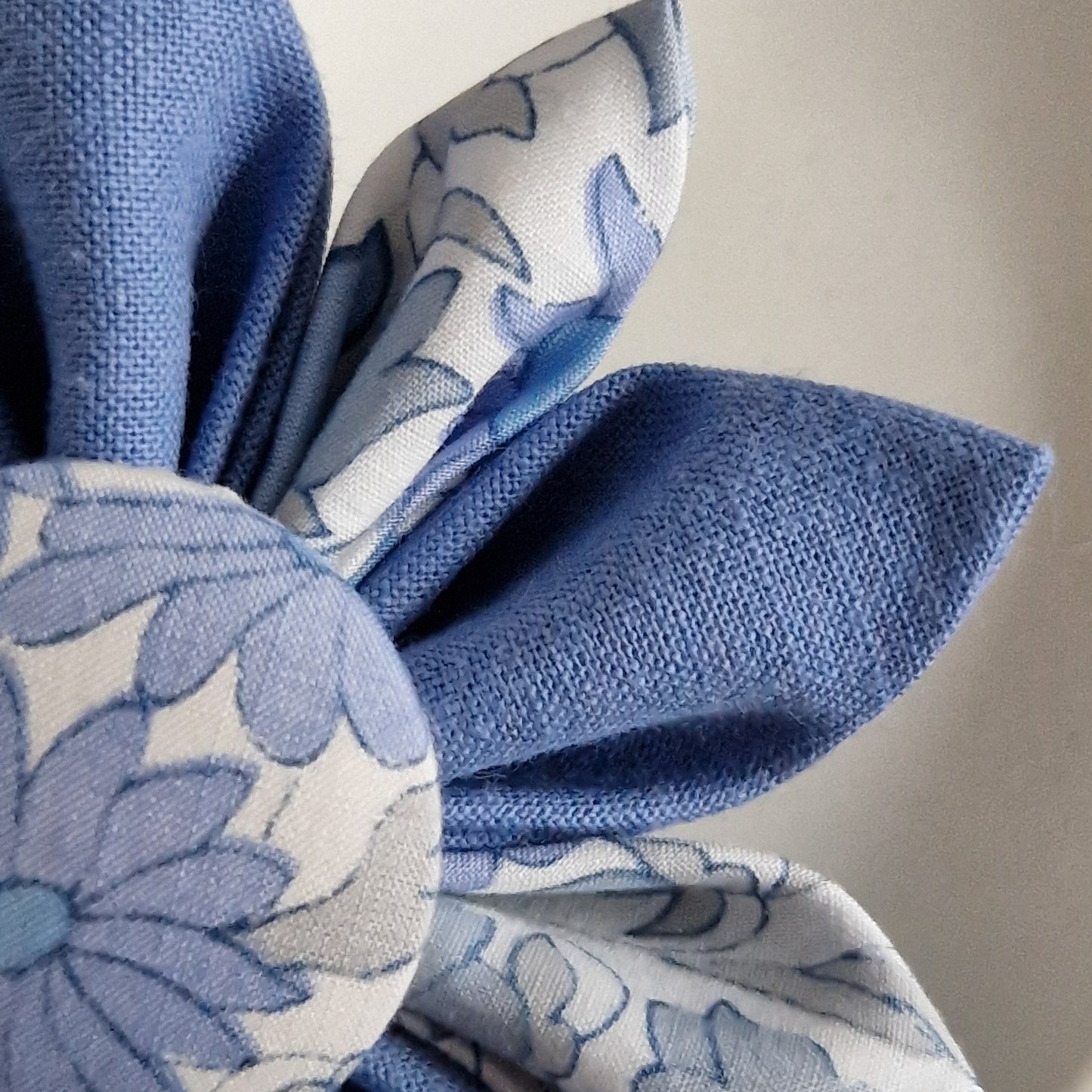 Bethany - Vintage Liberty fabric kanzashi-style flower brooch - blue floral print