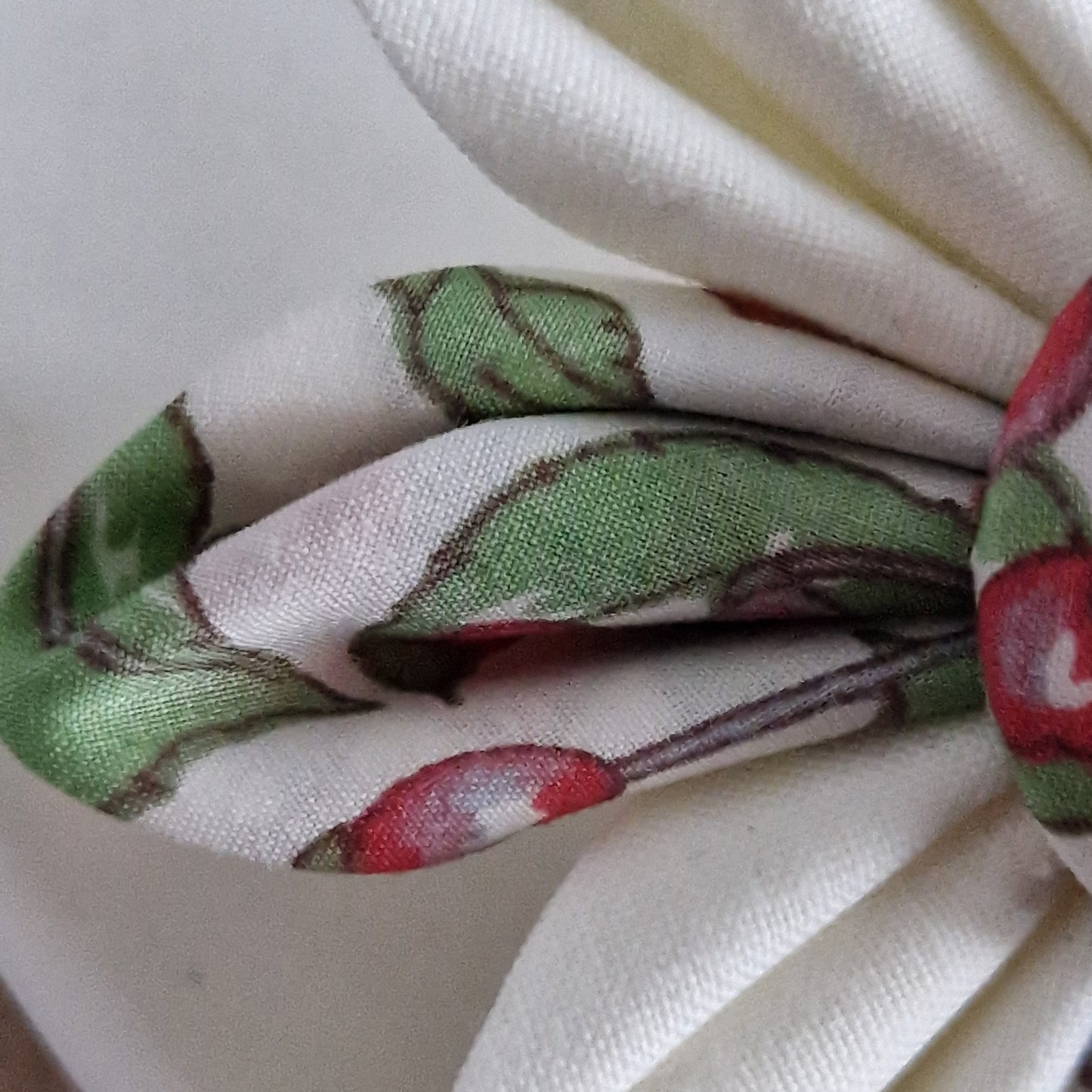 Louisa - Vintage Liberty fabric kanzashi-style flower brooch - red rosehip print