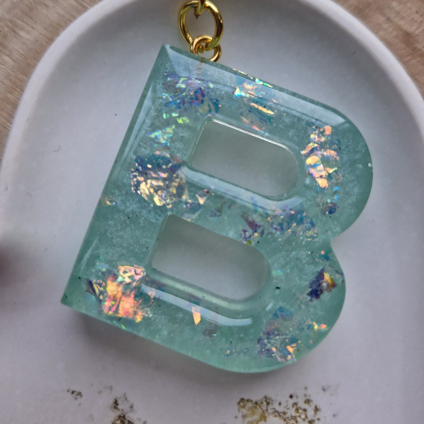 Resin Initial Keyring - Letter B