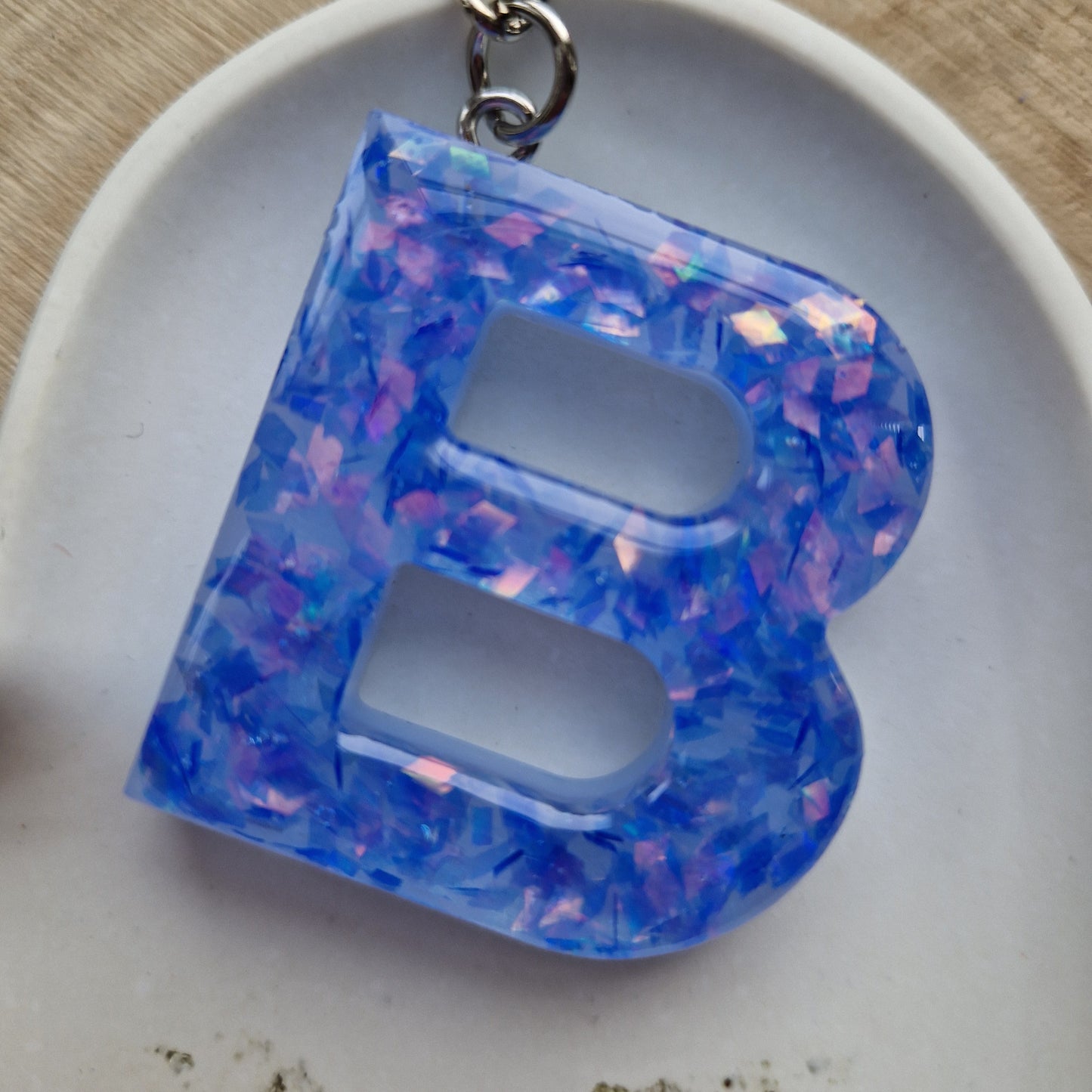 Resin Initial Keyring - Letter B