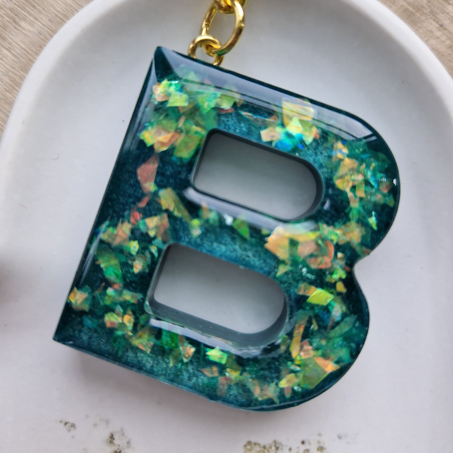 Resin Initial Keyring - Letter B