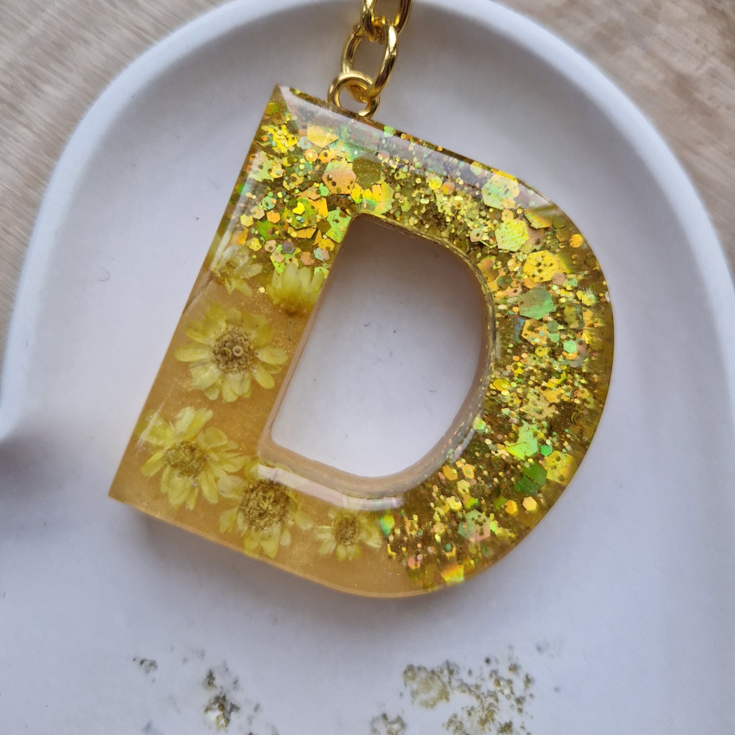 Resin Initial Keyring - Letter D