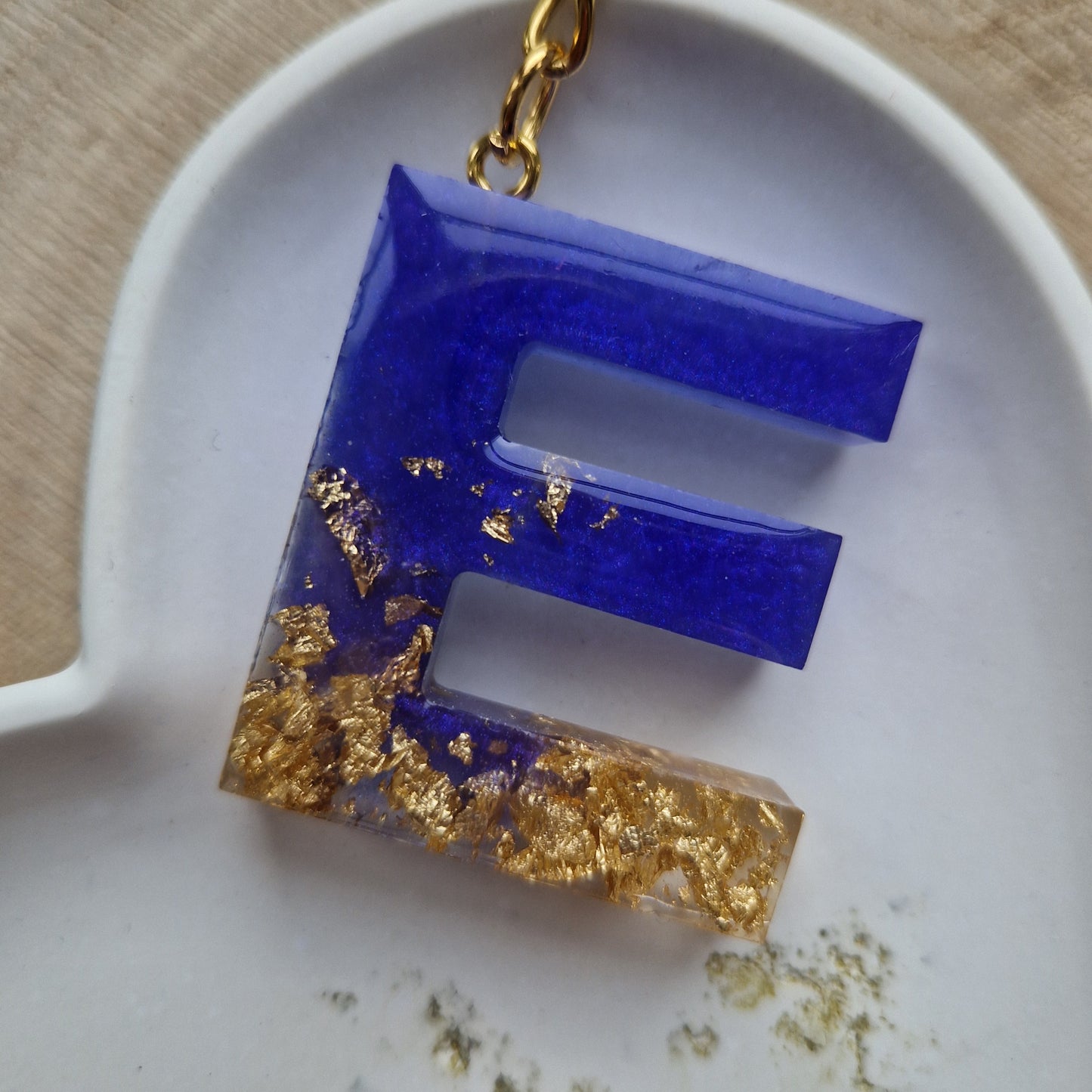 Resin Initial Keyring - Letter E