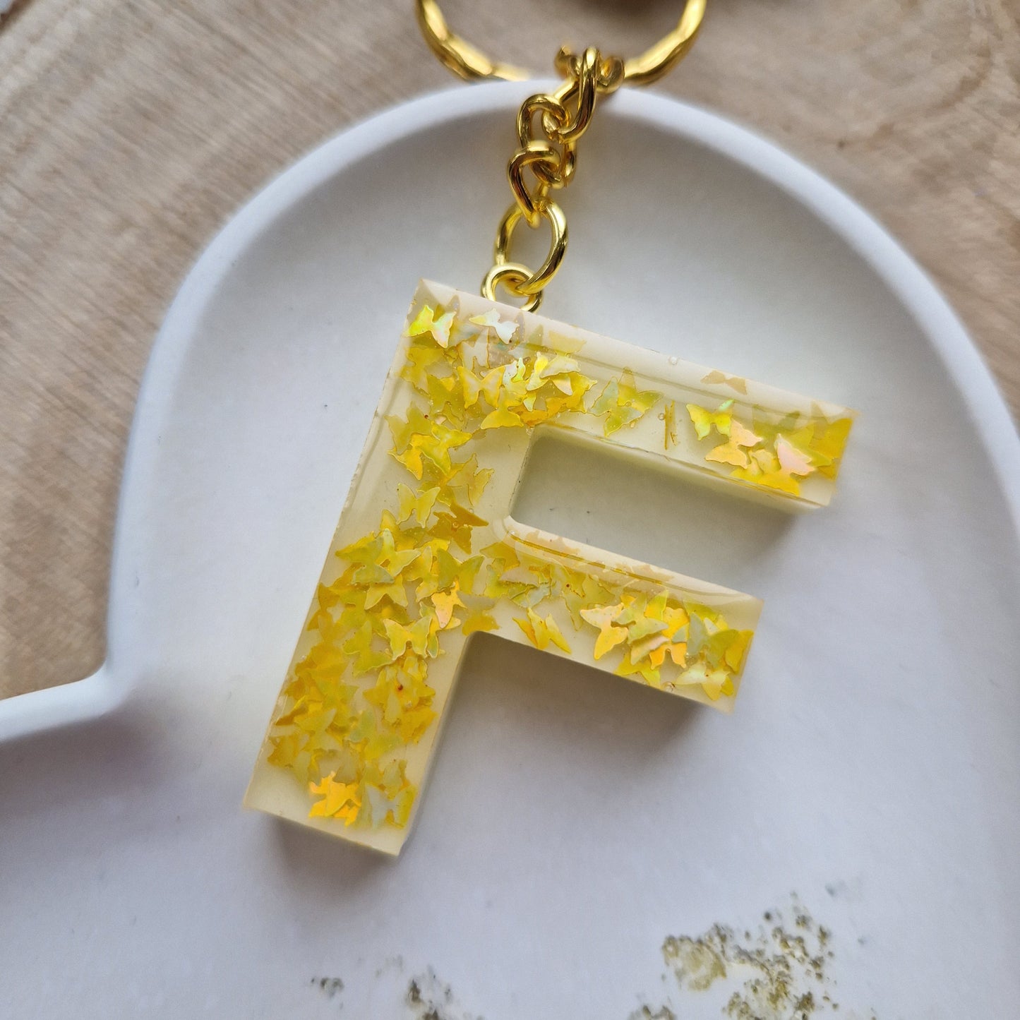 Resin Initial Keyring - Letter F