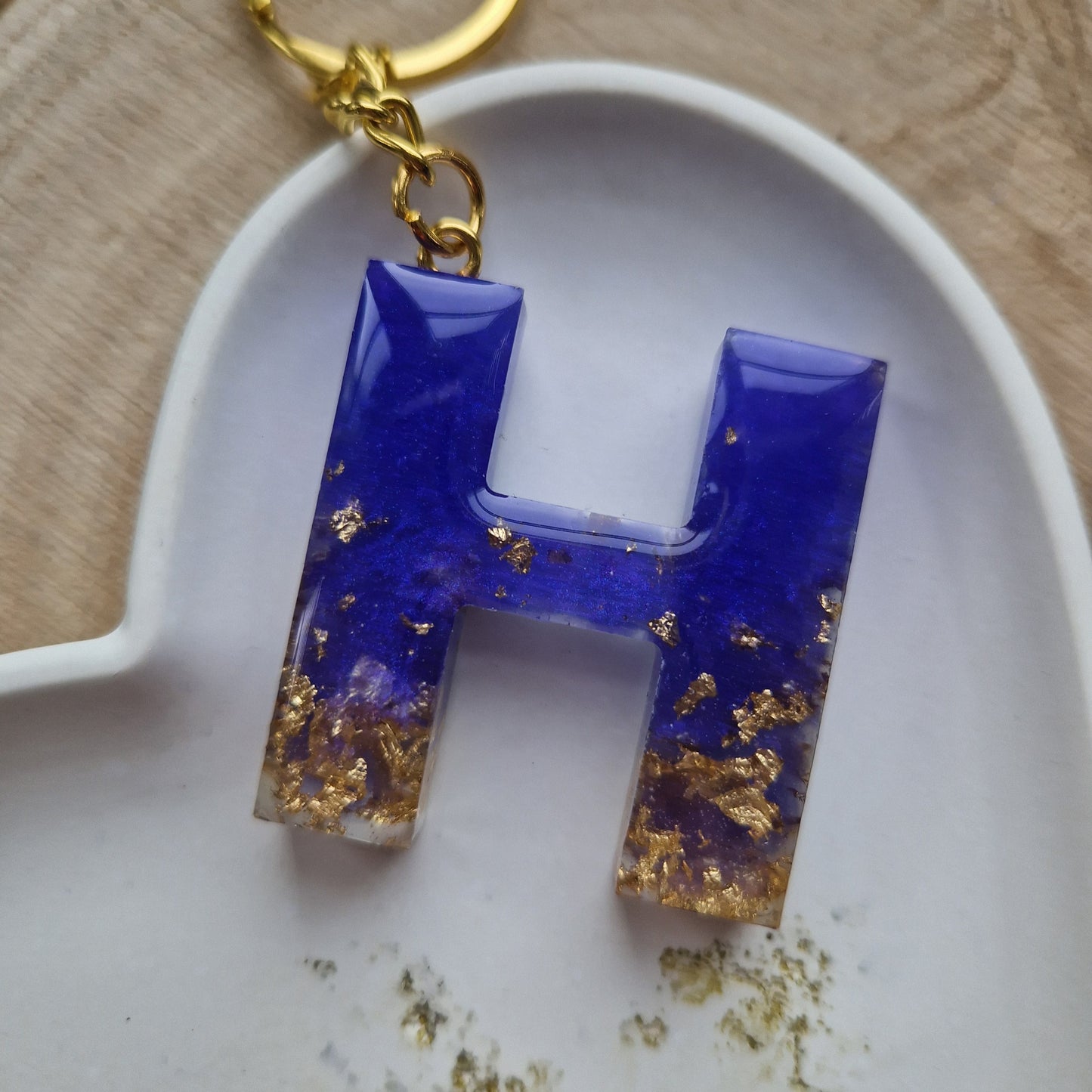 Resin Initial Keyring - Letter H