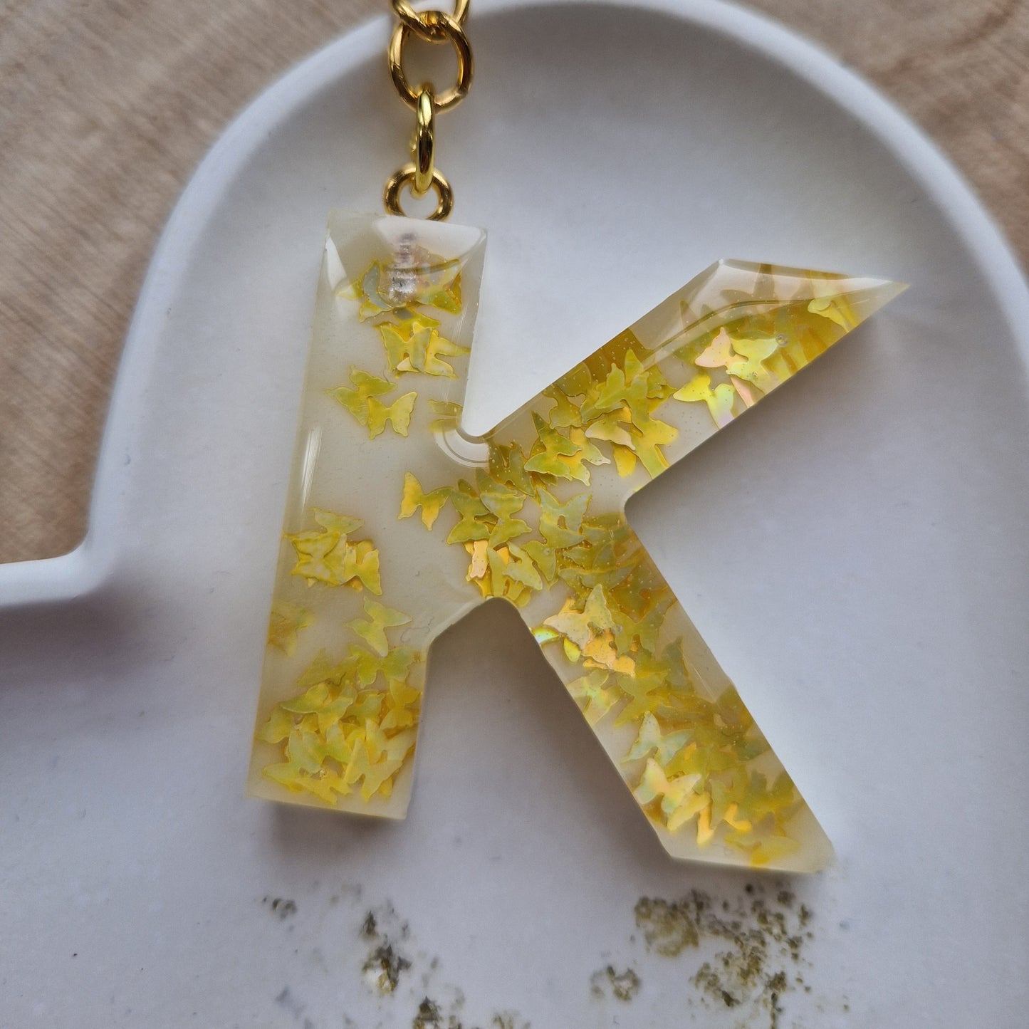 Resin Initial Keyring - Letter K