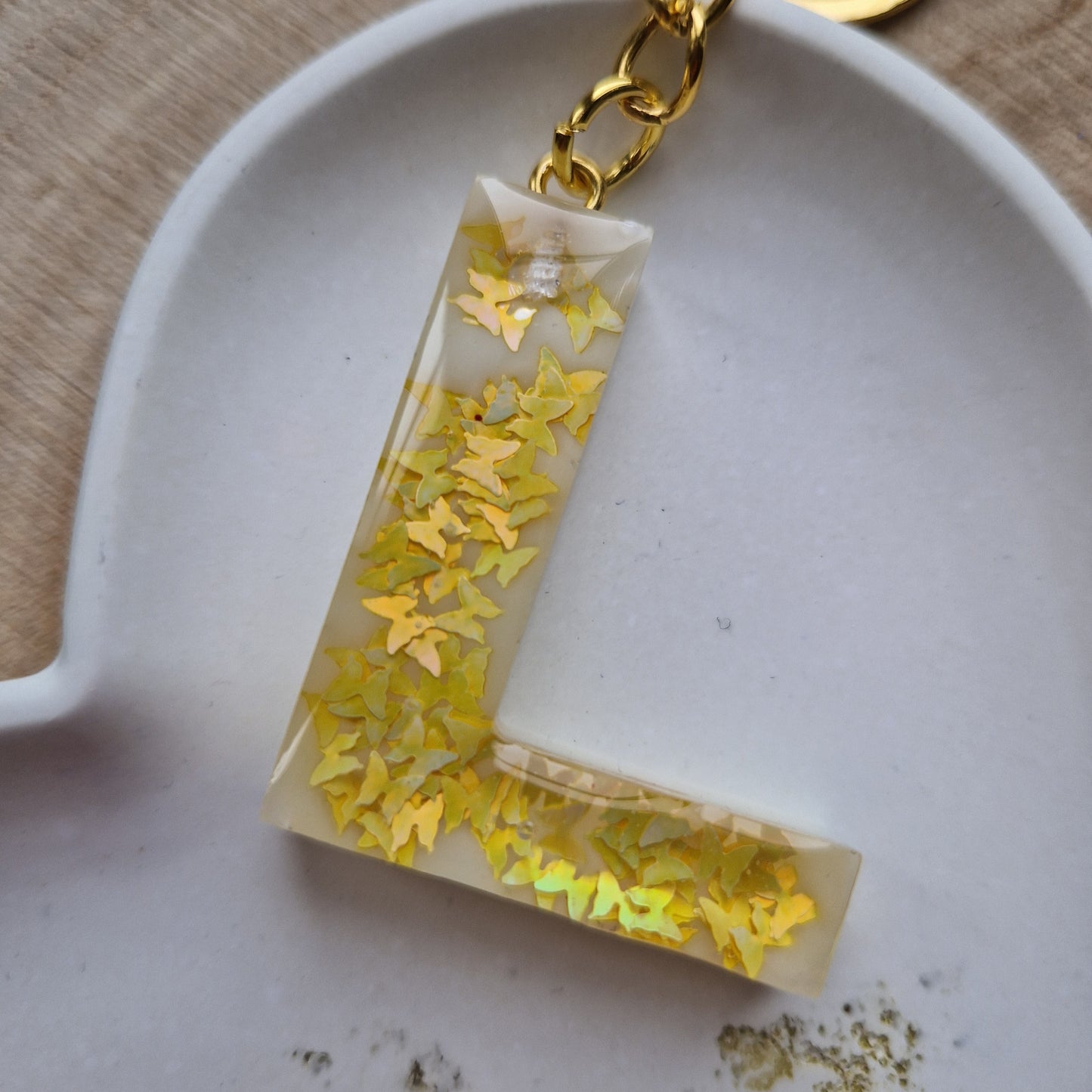 Resin Initial Keyring - Letter L