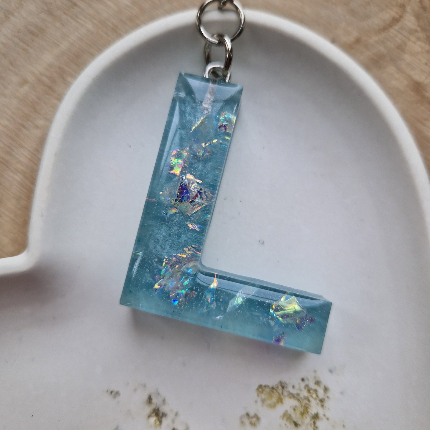 Resin Initial Keyring - Letter L