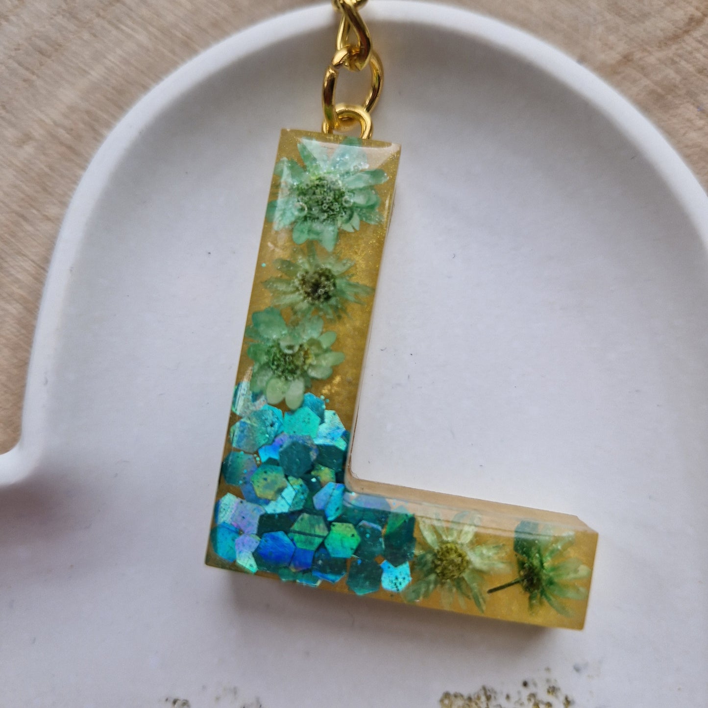 Resin Initial Keyring - Letter L