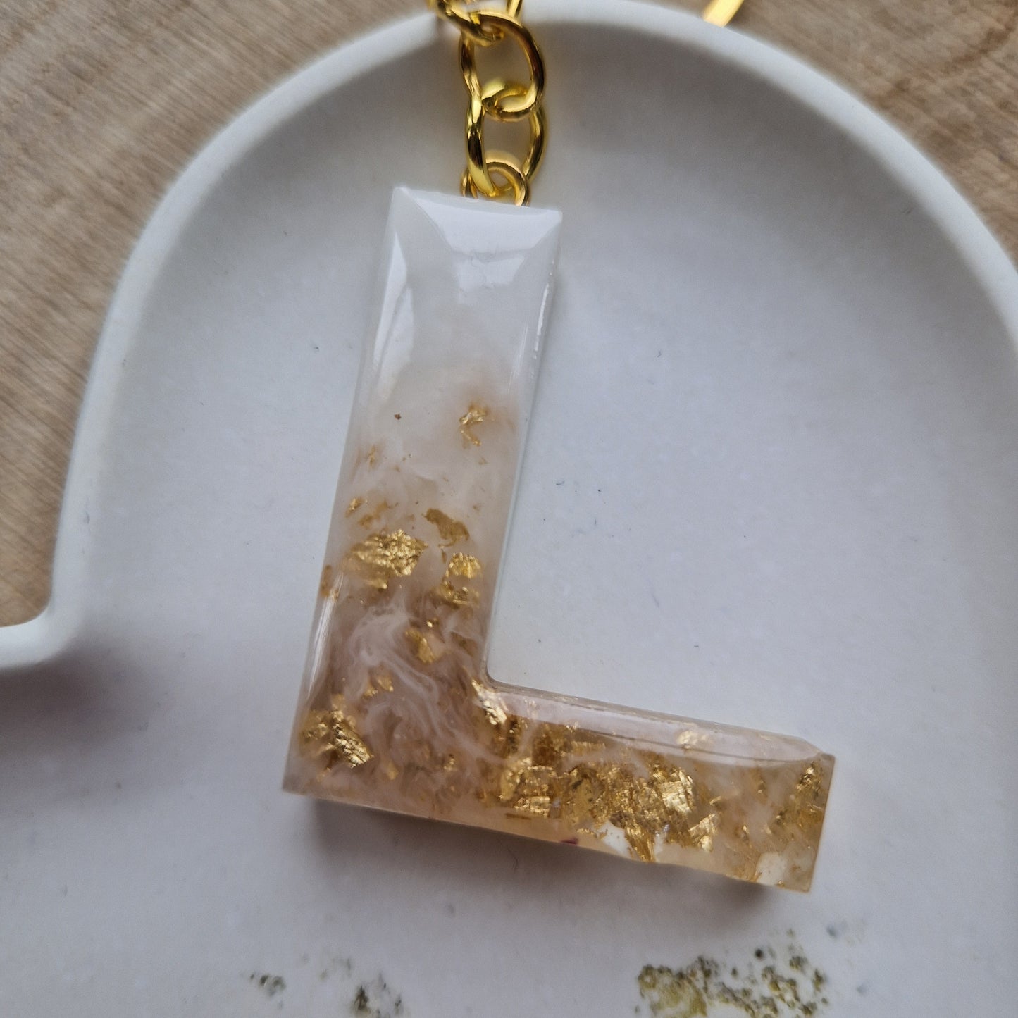 Resin Initial Keyring - Letter L